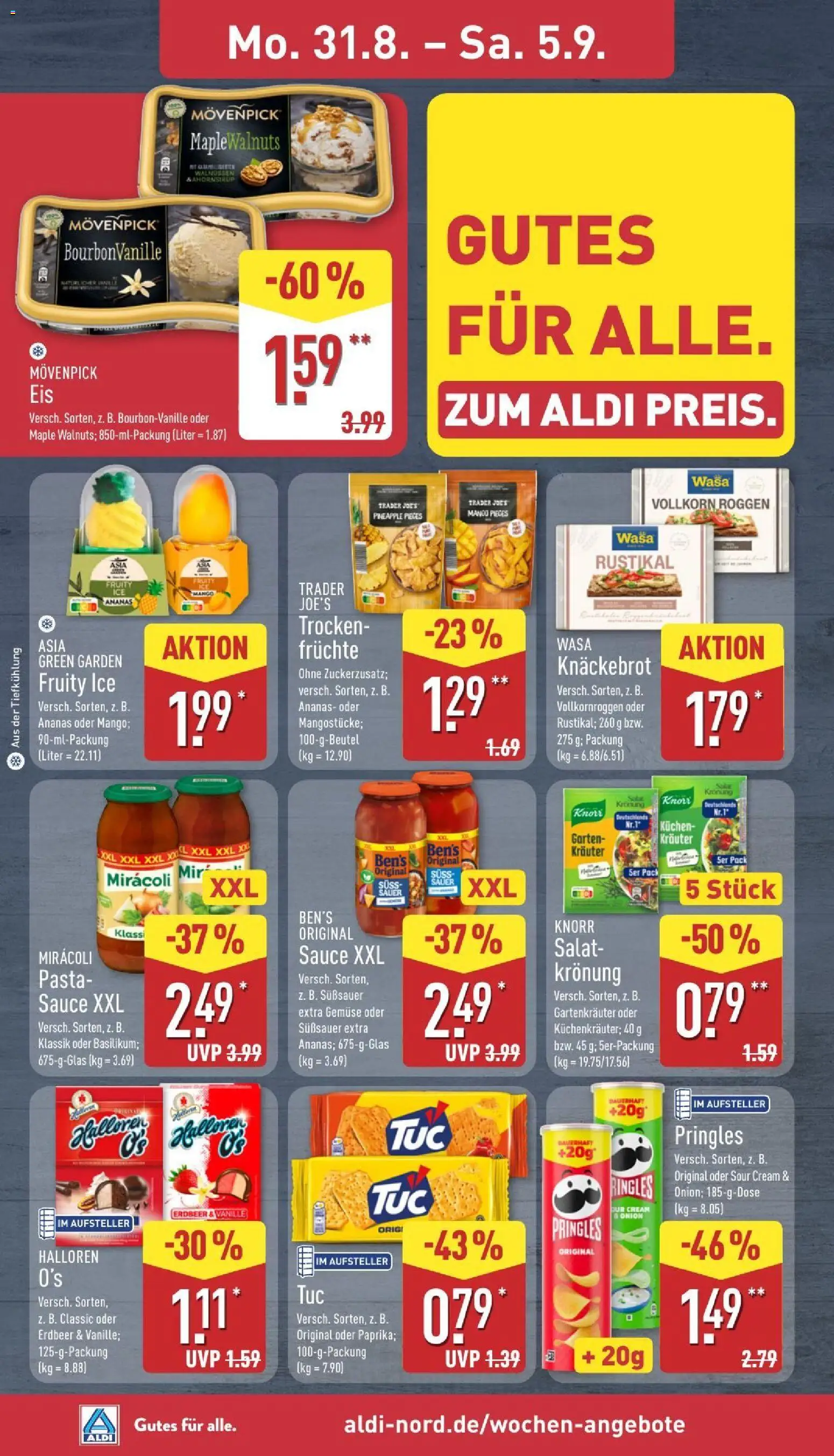 Aldi Prospekt – gültig ab 31.08.2026 | Seite: 6 | Produkte: Mango, Wasa knackebrot, Pasta, Eis