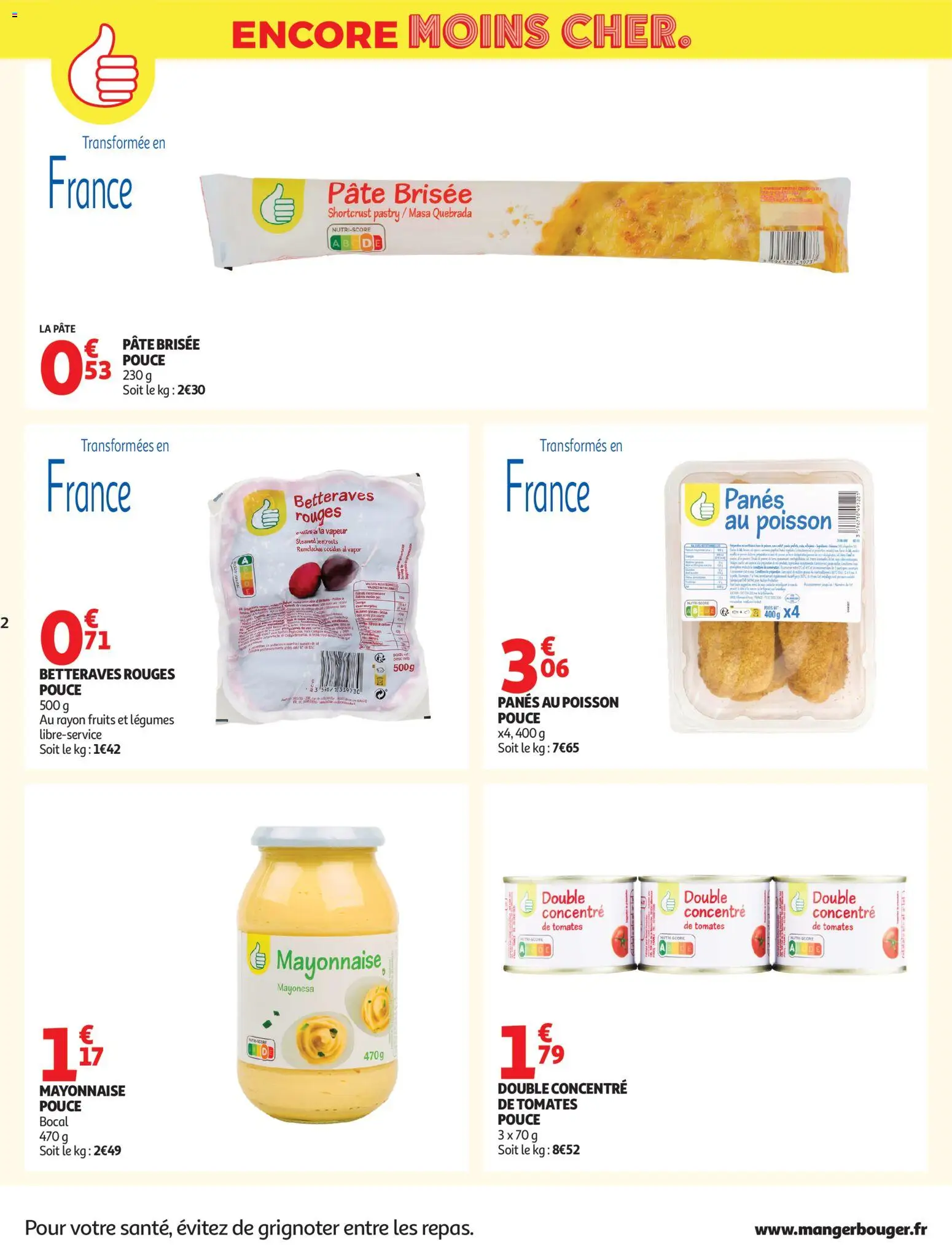 {H1} | Page: 2 | Produits: Pâte brisée, Mayonnaise, Tomates, Poisson