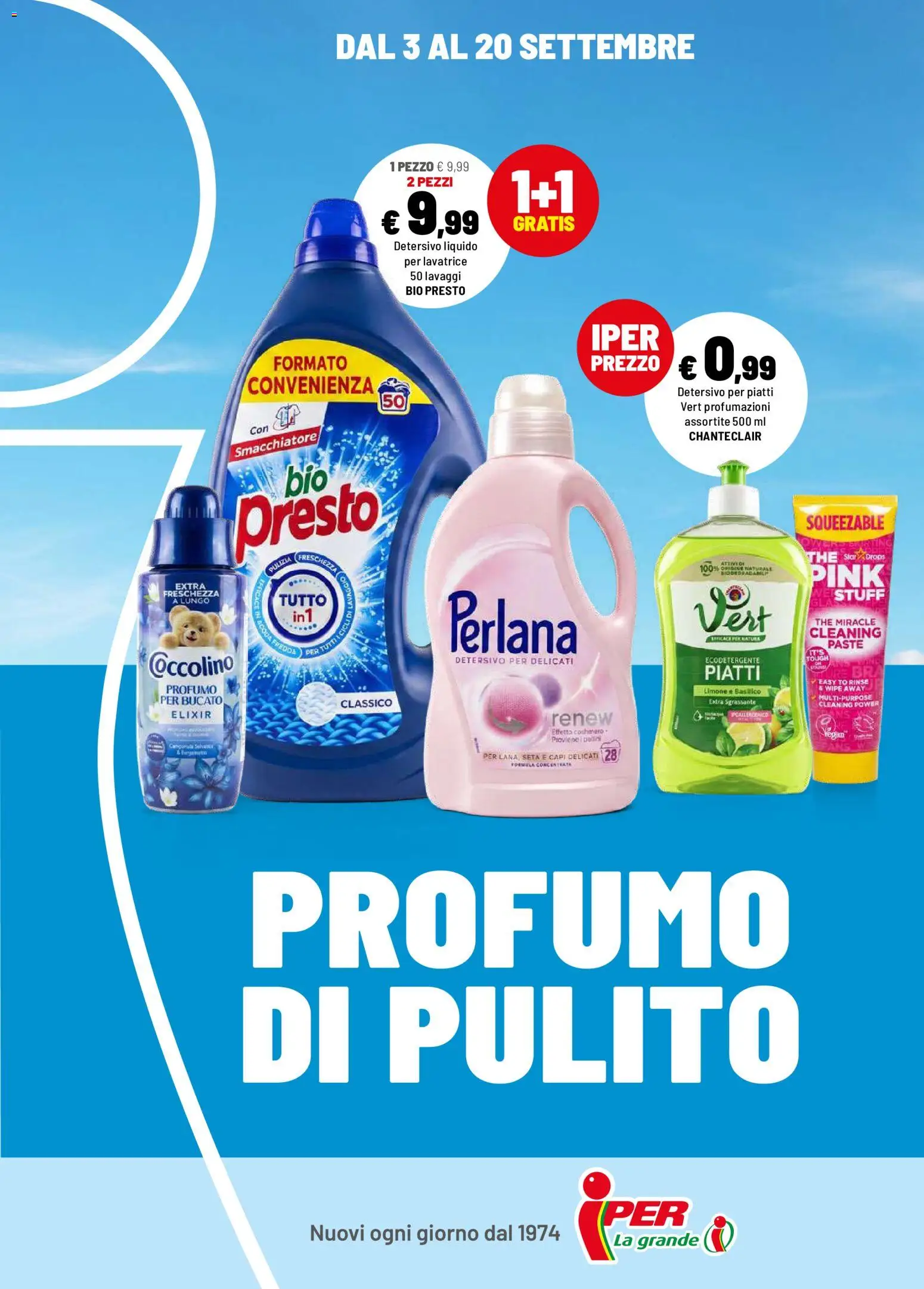 Volantino Iper del 03/09/2026 | Pagina: 1 | Prodotti: Piatti, Limone, Lavatrice, Profumo