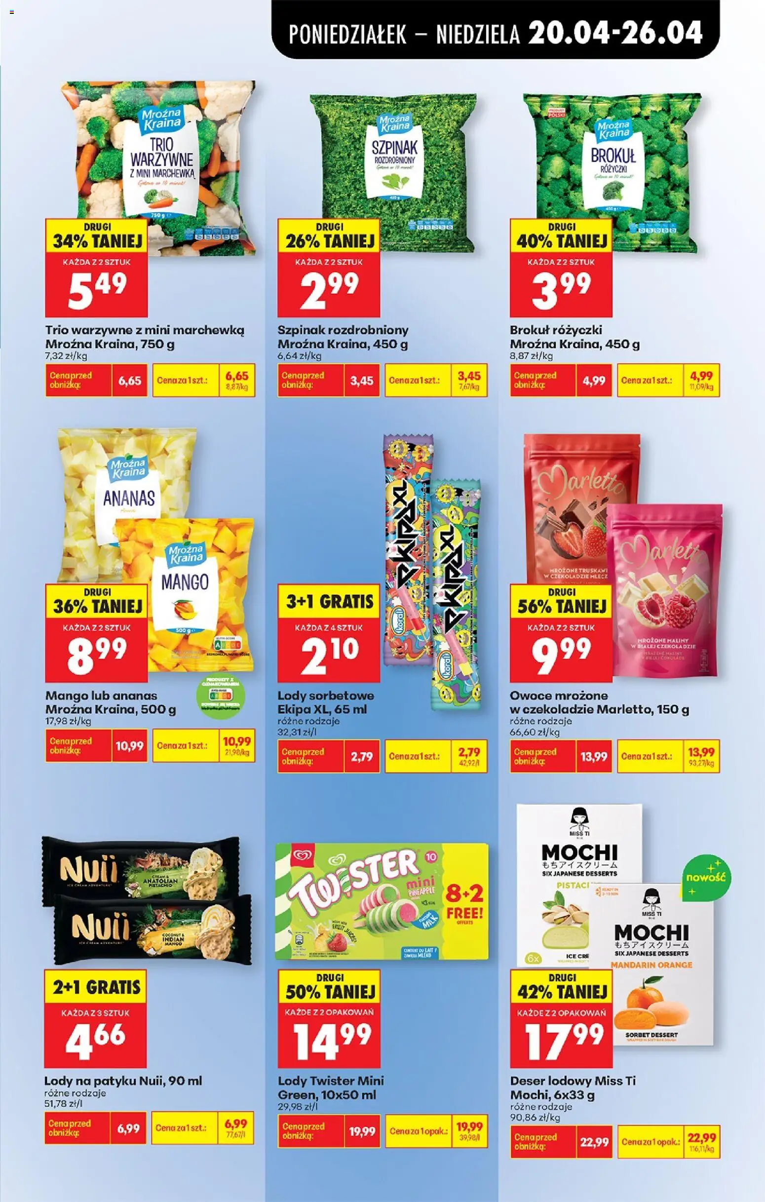 Biedronka gazetka od poniedziałku od 20.04.2026 | Strona: 67 | Produkty: Maliny, Trio warzywne, Szpinak, Mrożone owoce