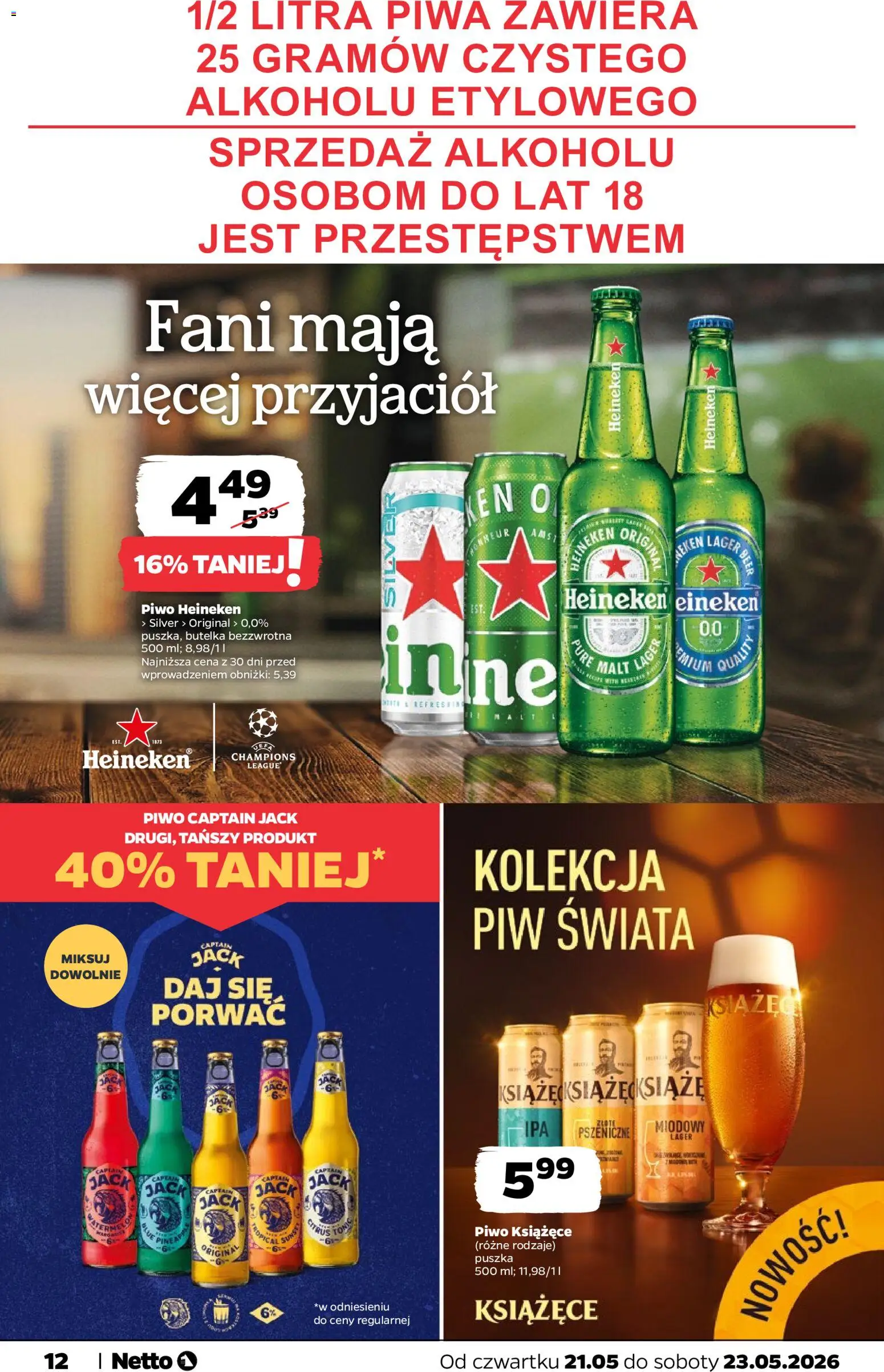 Netto gazetka od czwartku spożywcza od 21.05.2026 | Strona: 12 | Produkty: Piwo, Heineken