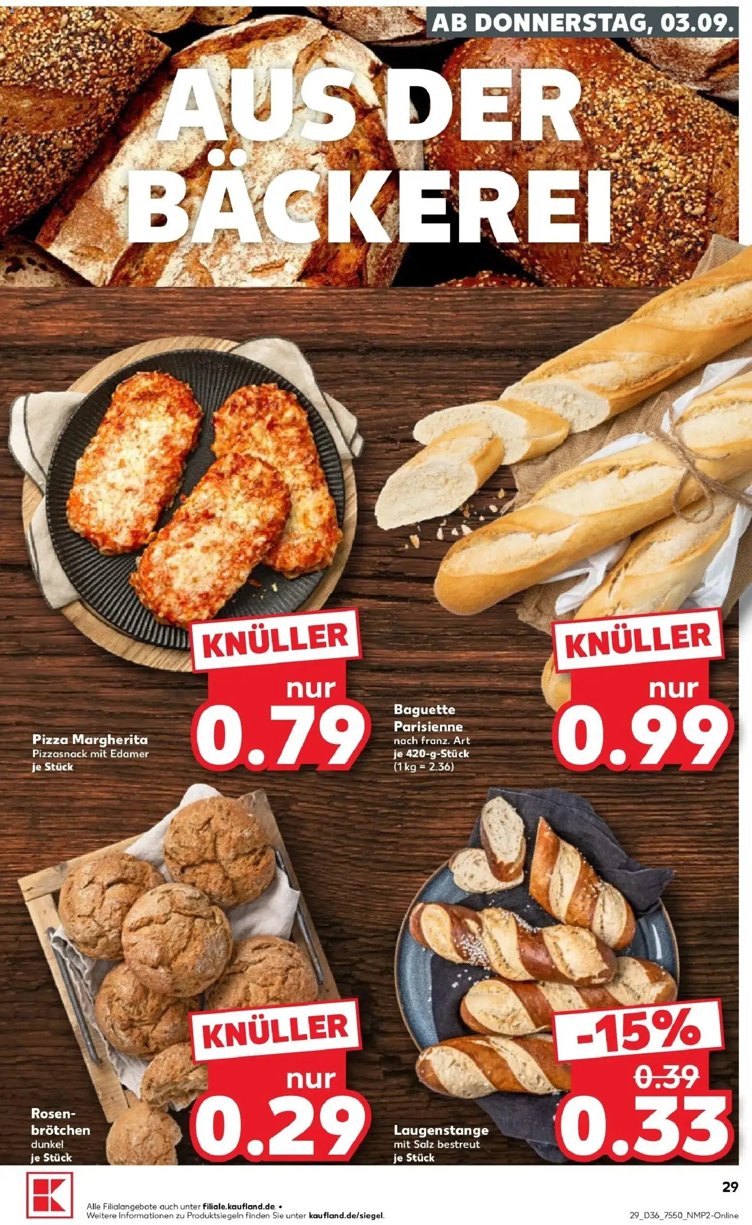 Prospekt Kaufland ab 31.08.2026 » Angebote Online zum Blättern | Seite: 38 | Produkte: Bäckerei, Baguette, Edamer, Pizza