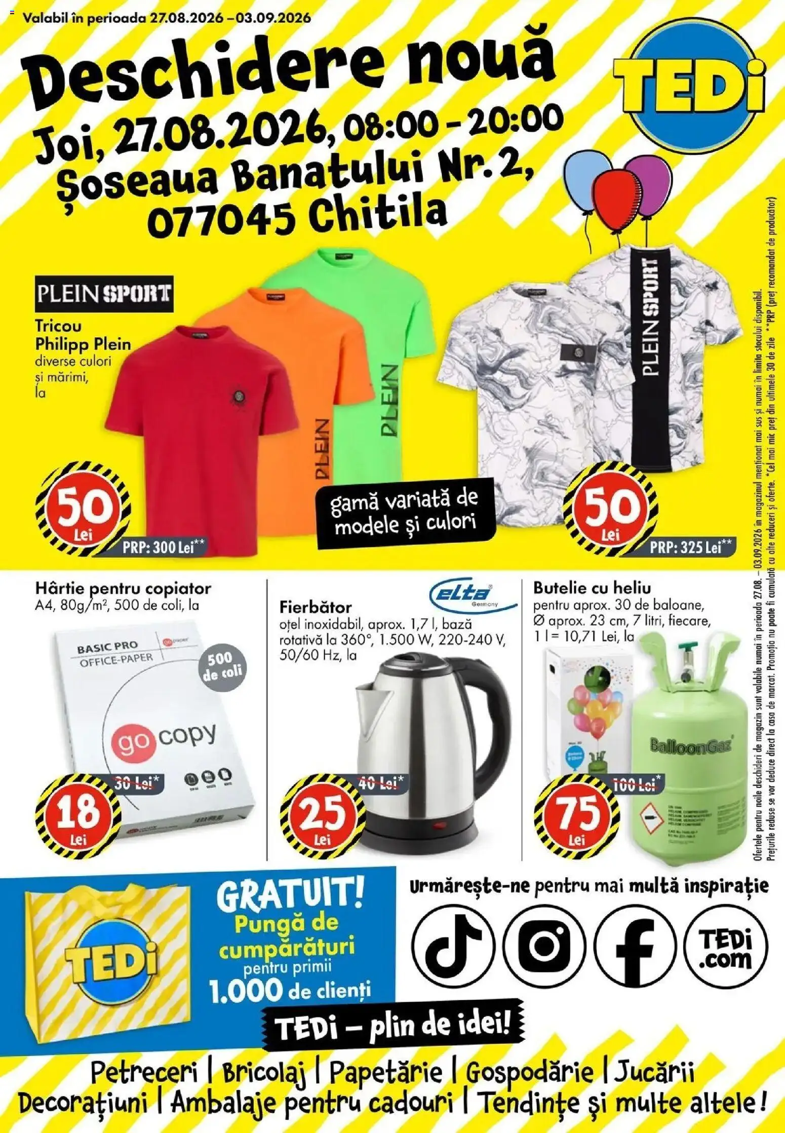 TEDi Catalog - Oferta 27.08.2026 - 03.09.2026 | Pagină: 1 | Produse: Pungă, Sport, Tricou