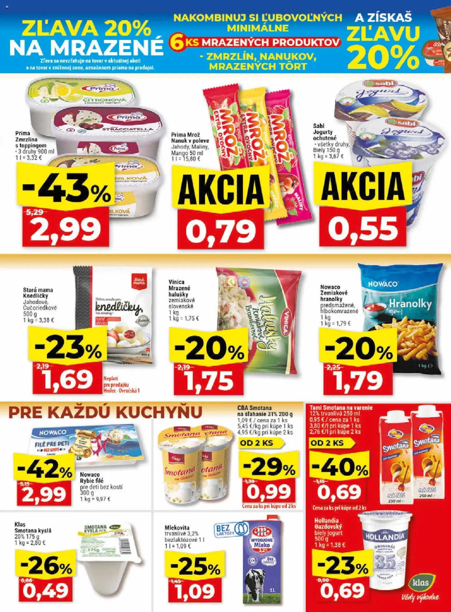 Nové Klas akcie – leták je platný od 01.06.2026 | Strana: 9 | Produkty: Smotana, Biely jogurt, Nanuk, Zmrzlina
