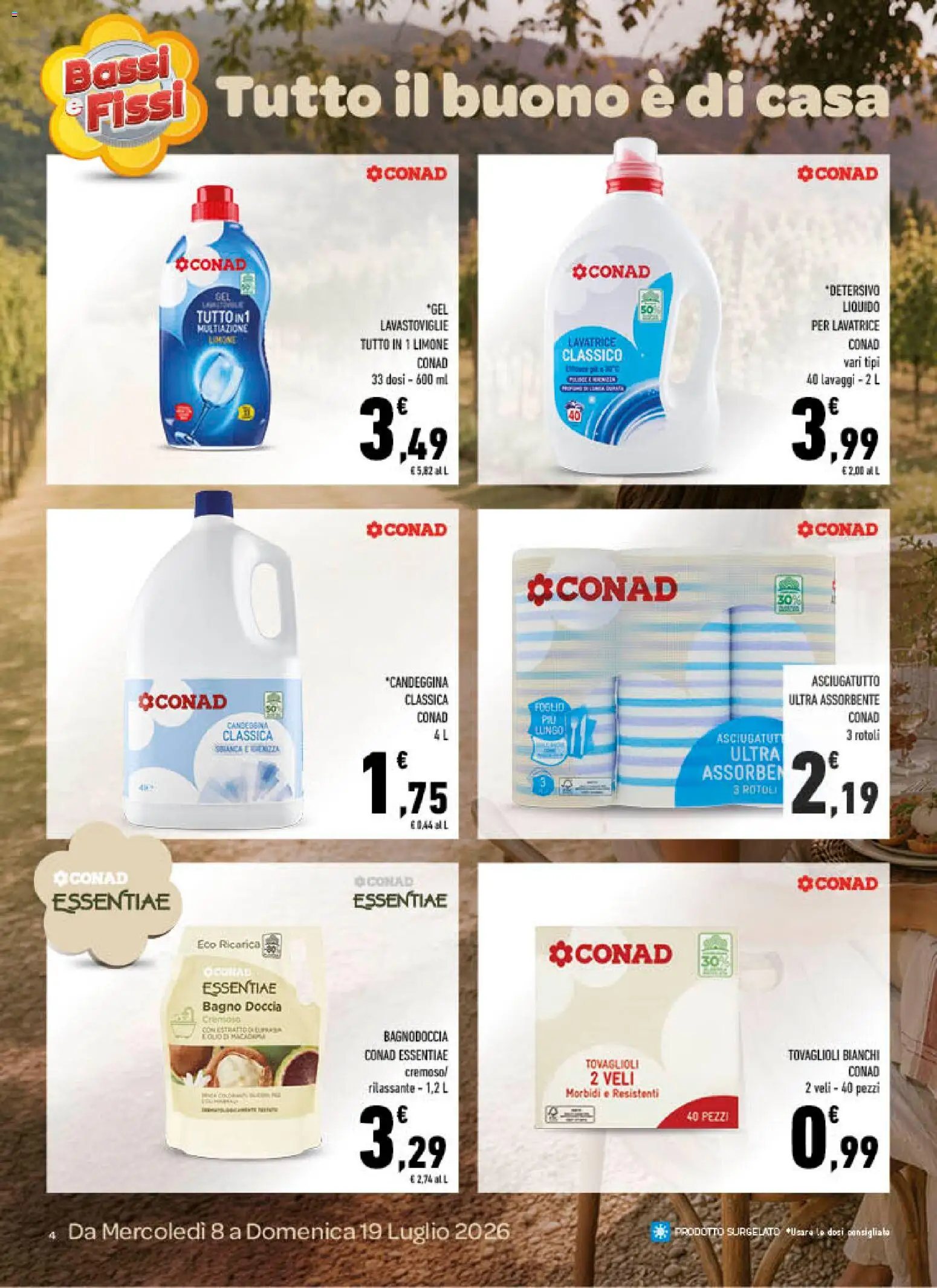 Volantino Conad del 08/07/2026 | Pagina: 4 | Prodotti: Limone, Lavastoviglie, Asciugatutto, Doccia