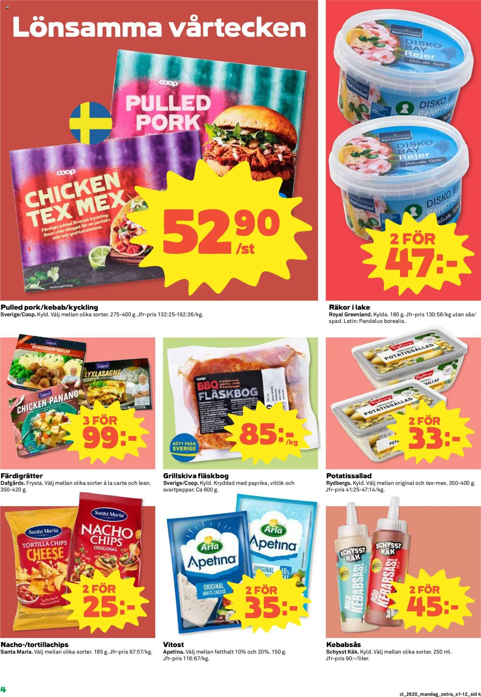 Coop Daglivs reklamblad aktuell från 11.05.2026 | Sida: 4 | Produkter: Tortilla, Räkor, Kebabsås, Vitlök