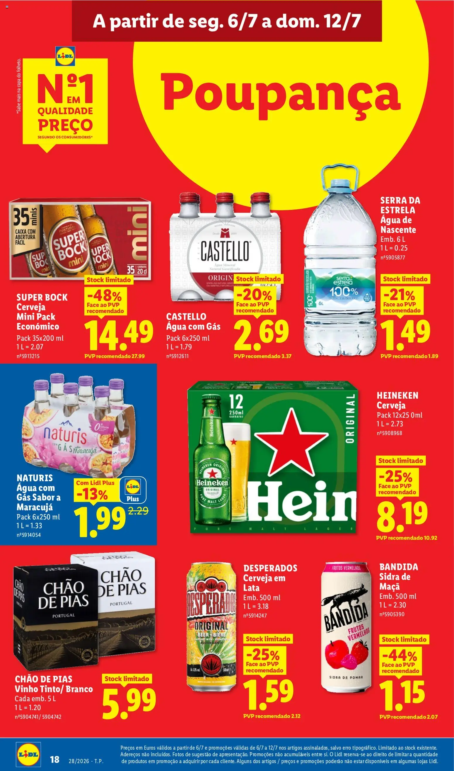 Lidl folheto │ válido de 06/07/2026 | Página: 18 | Produtos: Super bock, Caixa, Maça, Água com gás
