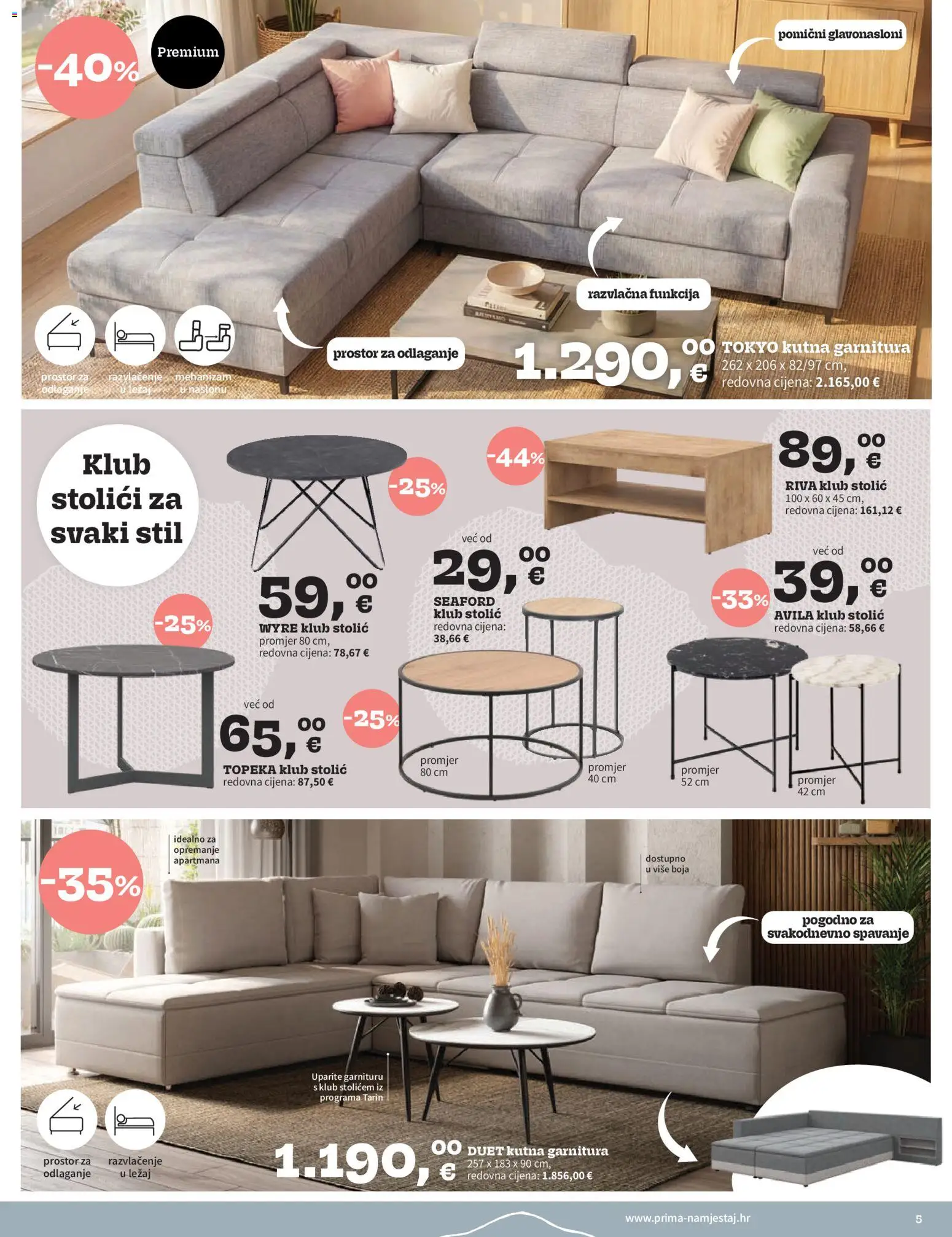 Prima katalog | vrijedi od 01.06.2026 | Stranica: 5 | Proizvodi: Stolić, Kutna garnitura