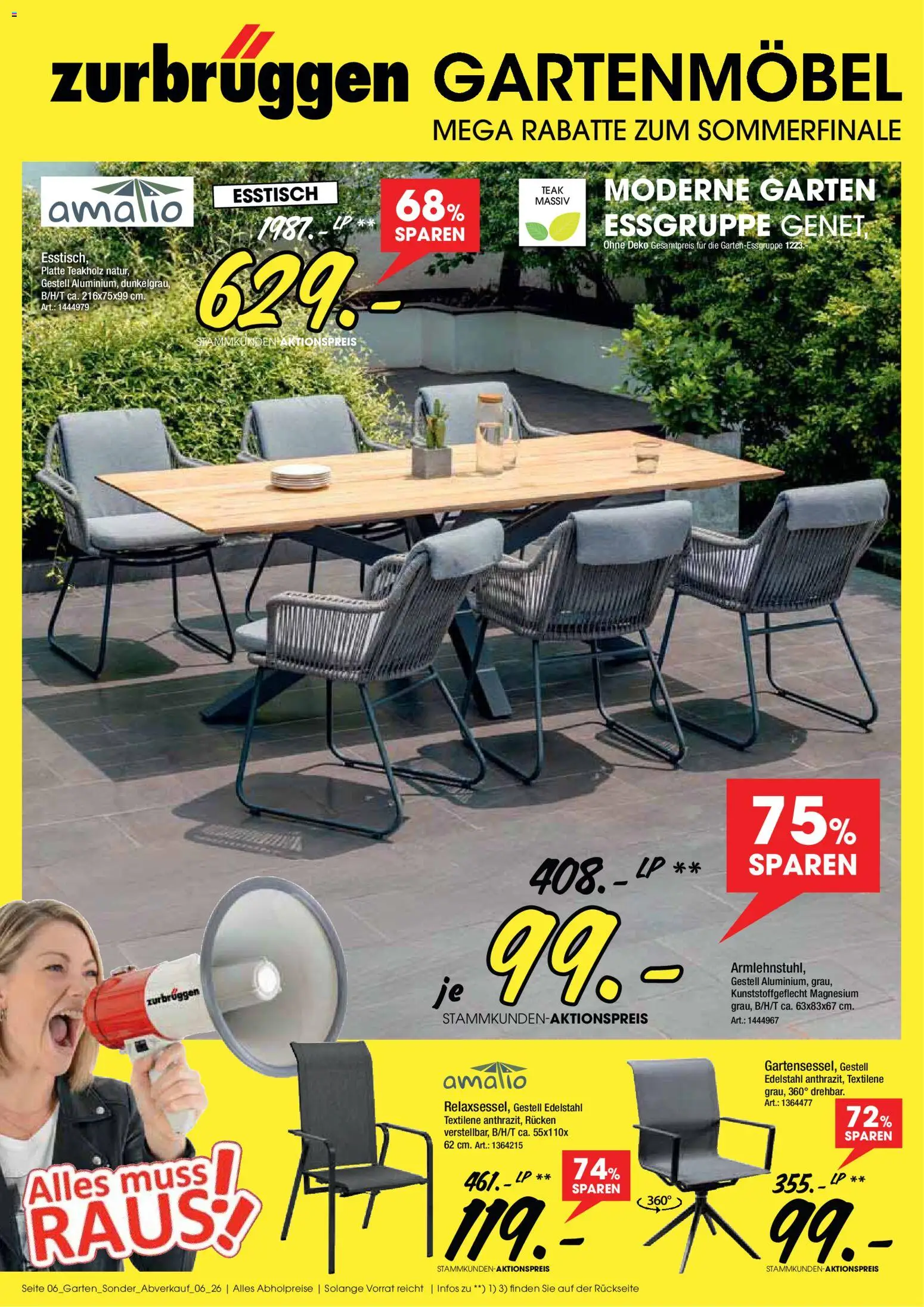 Zurbrüggen Gartenmöbel Sparalarm – gültig ab 10.08.2026 | Seite: 6 | Produkte: Esstisch, Essgruppe, Gartenmöbel