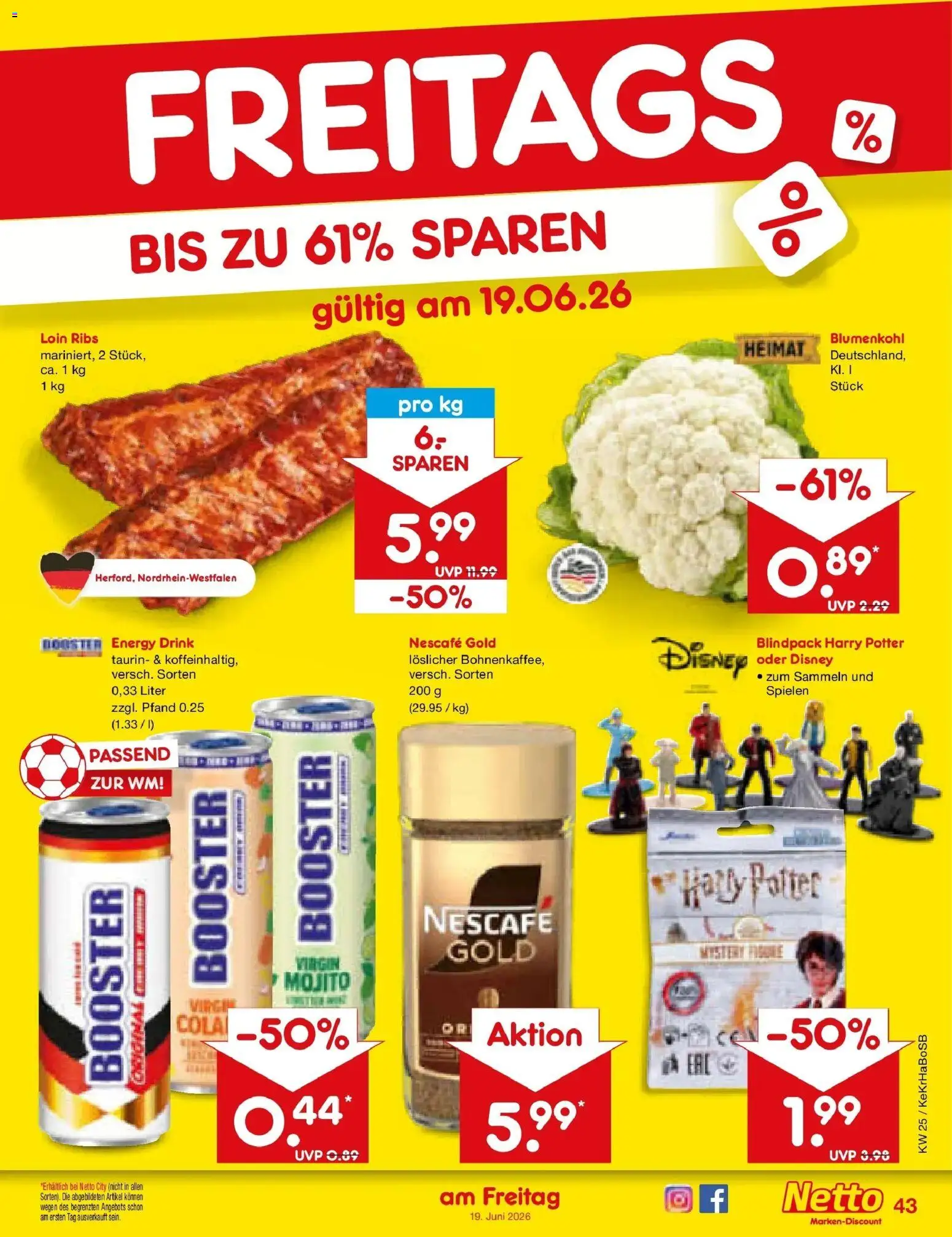 Netto Marken-Discount Prospekt Wuppertal – gültig ab 15.06.2026 | Seite: 55 | Produkte: Nescafe, Cola, Energy, Blumenkohl