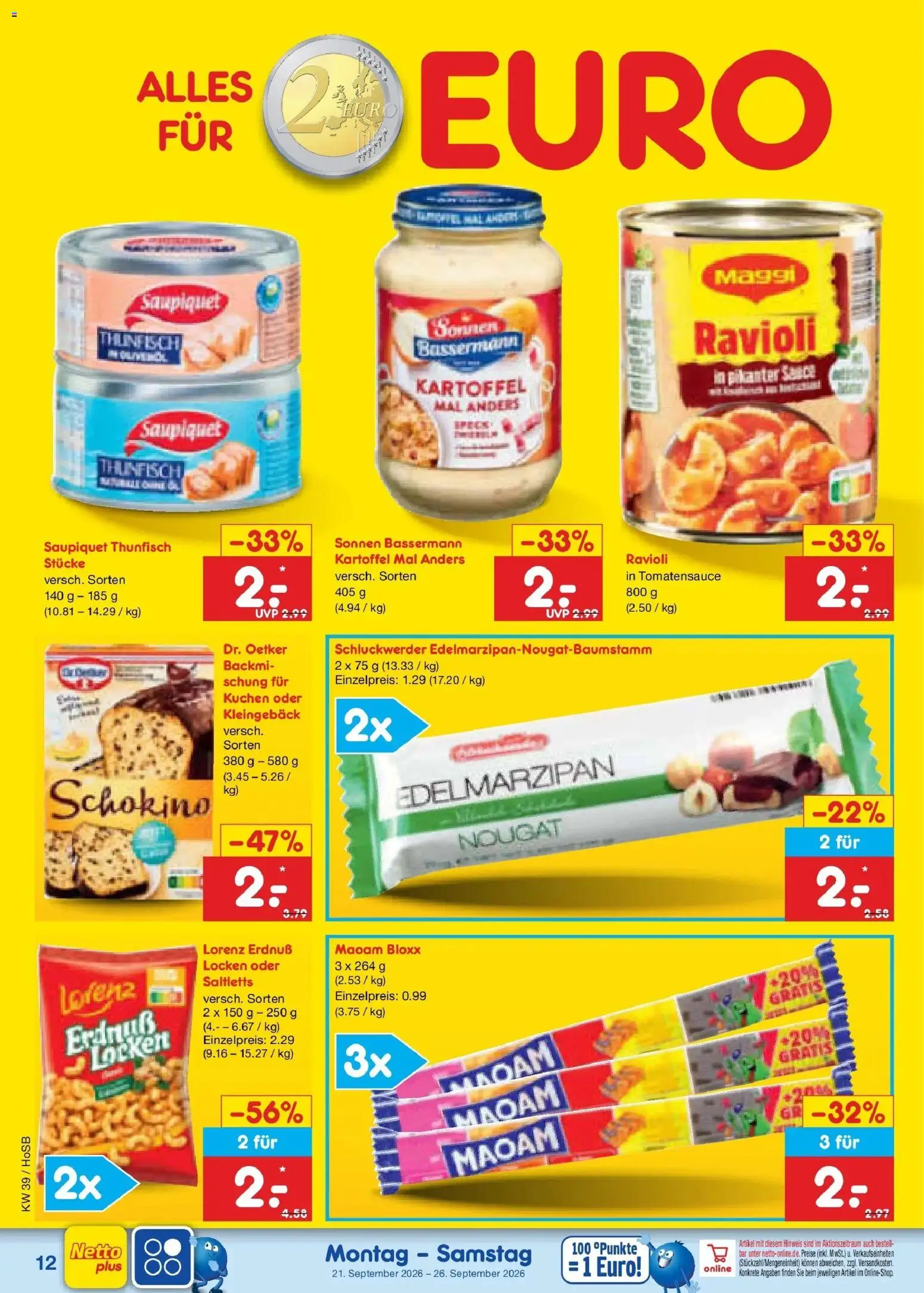 Netto Marken-Discount Prospekt Hannover – gültig ab 21.09.2026 | Seite: 20 | Produkte: Maggi, Thunfisch, Kuchen