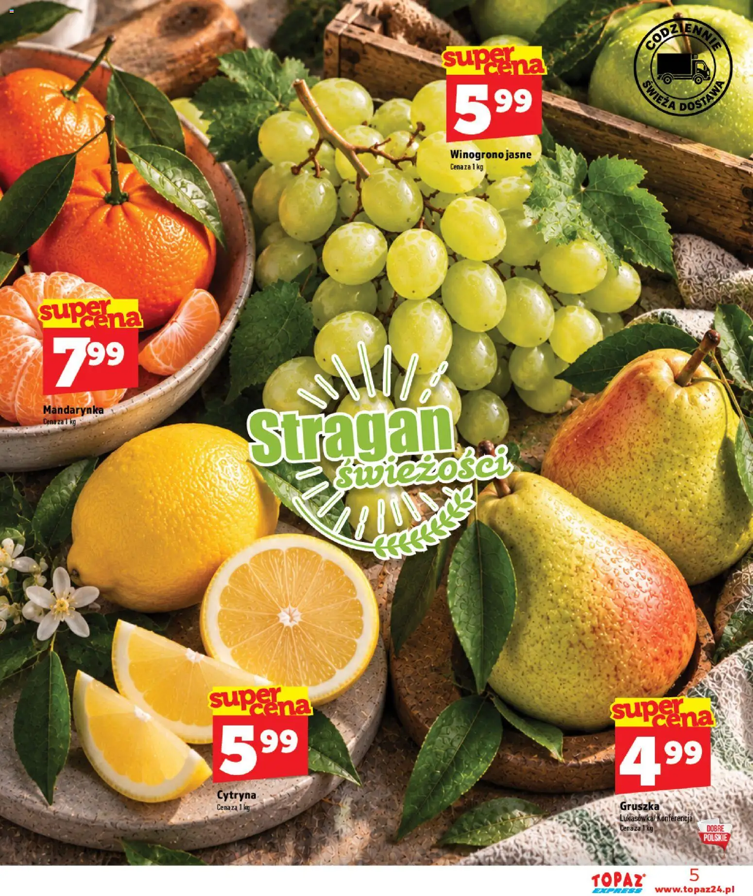 Topaz gazetka - Express od 17.09.2026 | Strona: 5 | Produkty: Cytryna, Gruszka, Winogrono