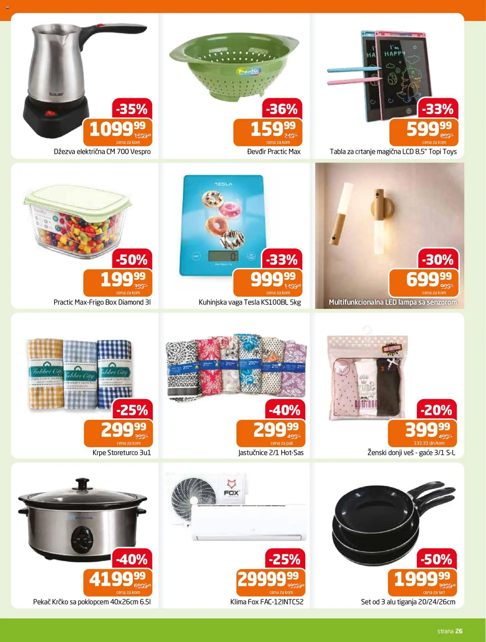 Gomex katalog - važi od 27.05.2026 | Strana: 26 | Proizvode: Donji veš, Vaga, Klima, Kuhinjska vaga