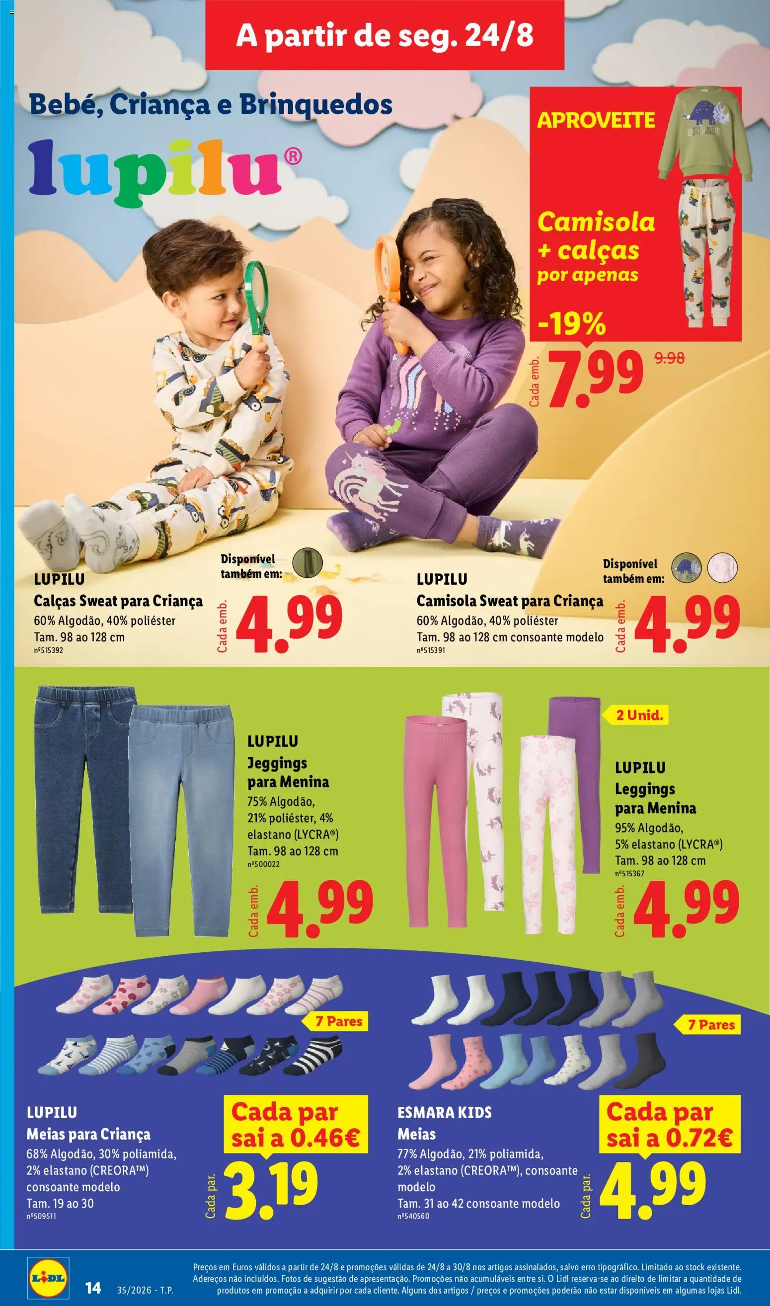 Lidl Novidades │ válido de 24/08/2026 | Página: 14 | Produtos: Sweatshirt, Calças, Brinquedos, Meias