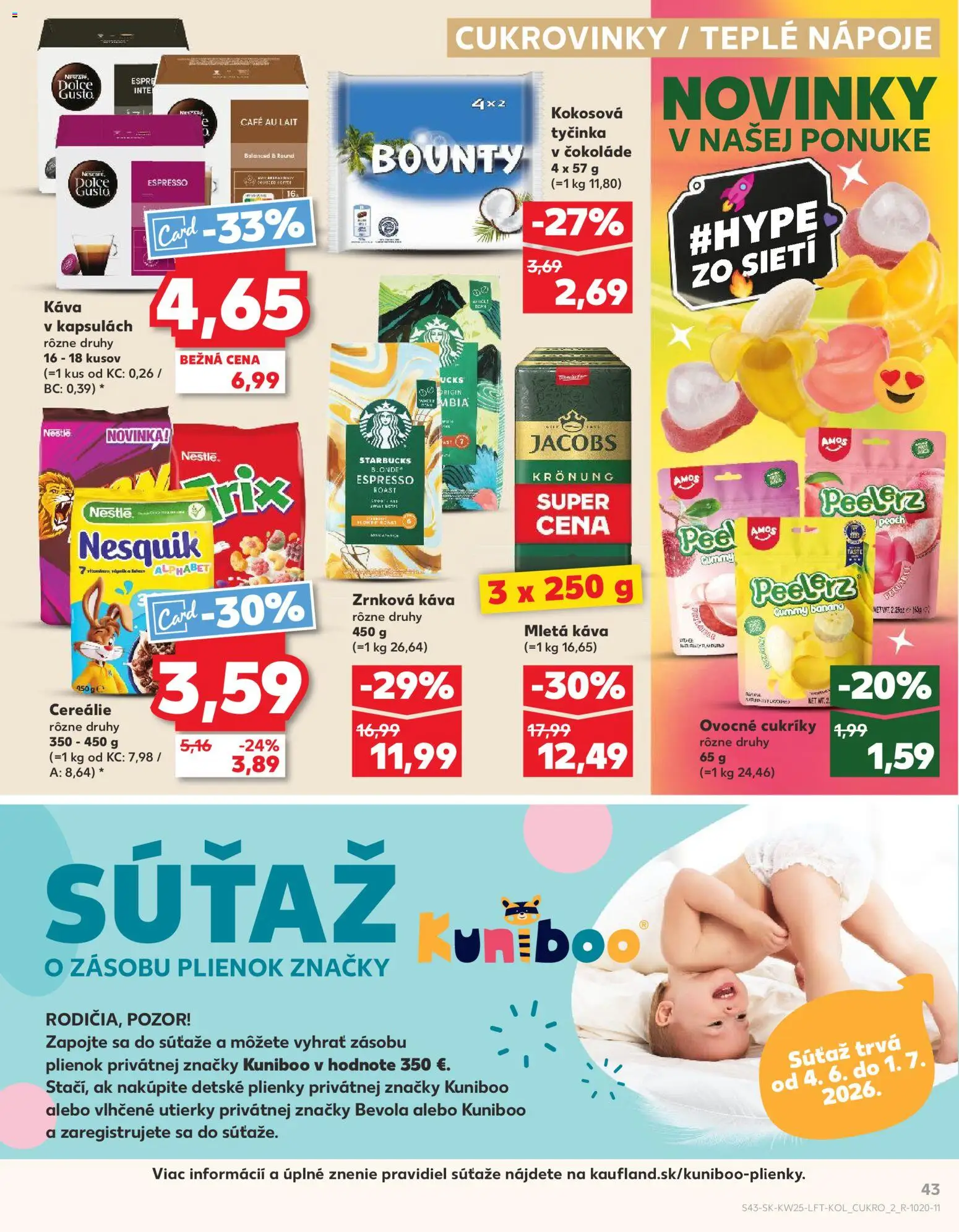 Nové Kaufland akcie – leták je platný od 18.06.2026 | Strana: 43 | Produkty: Dolce Gusto, Káva, Plienky, Nesquik