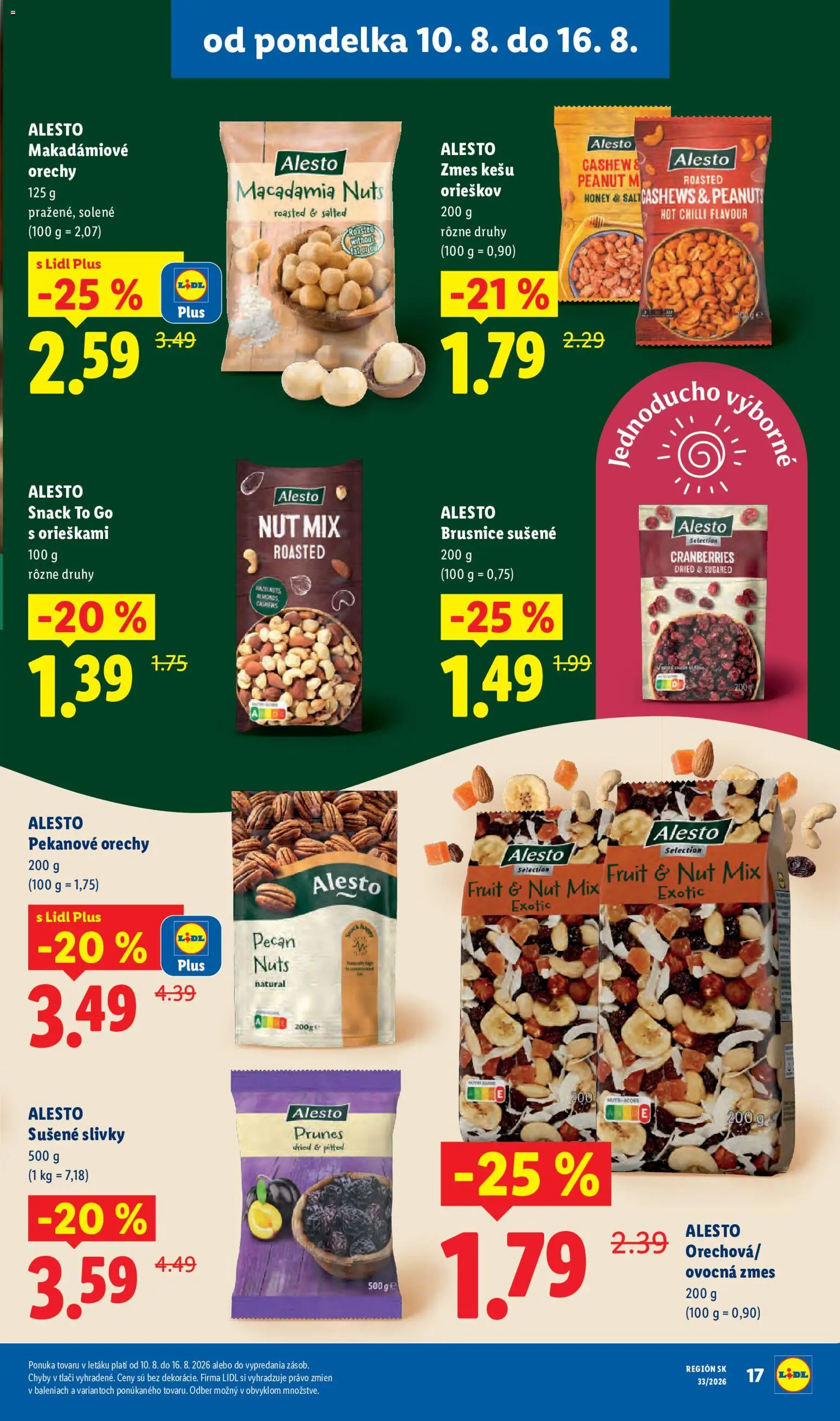Nové Lidl akcie – leták je platný od 10.08.2026 | Strana: 21 | Produkty: Chilli, Orechy, Kešu, Slivky
