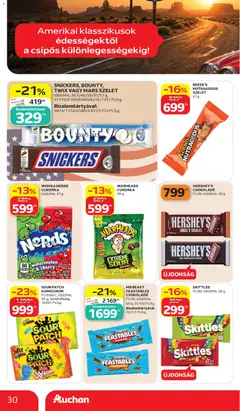 SNICKERS, BOUNTY, TWIX VAGY MARS SZELET, többféle, 36,5/46/50/51/57 g, 11 479/9109/8380/8216/7351 Ft/kg - amely érvényes a következő dátumtól: 2026.07.02. | Oldal: 30
