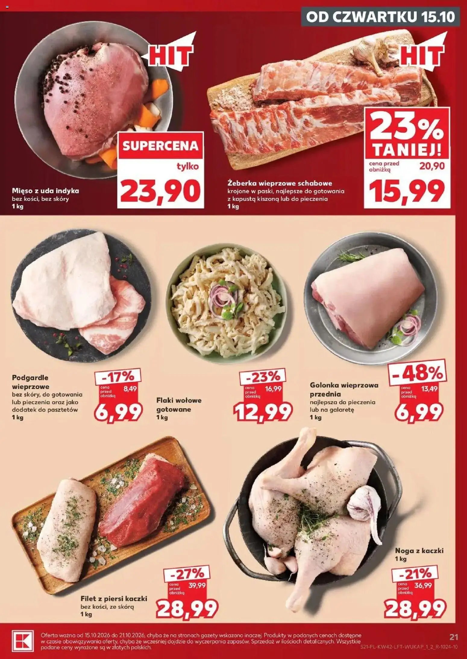 Kaufland aktualna gazetka od 15.10.2026 - od jutra PDF | Strona: 21 | Produkty: Żeberka wieprzowe, Kapusta kiszona, Mięso, Flaki