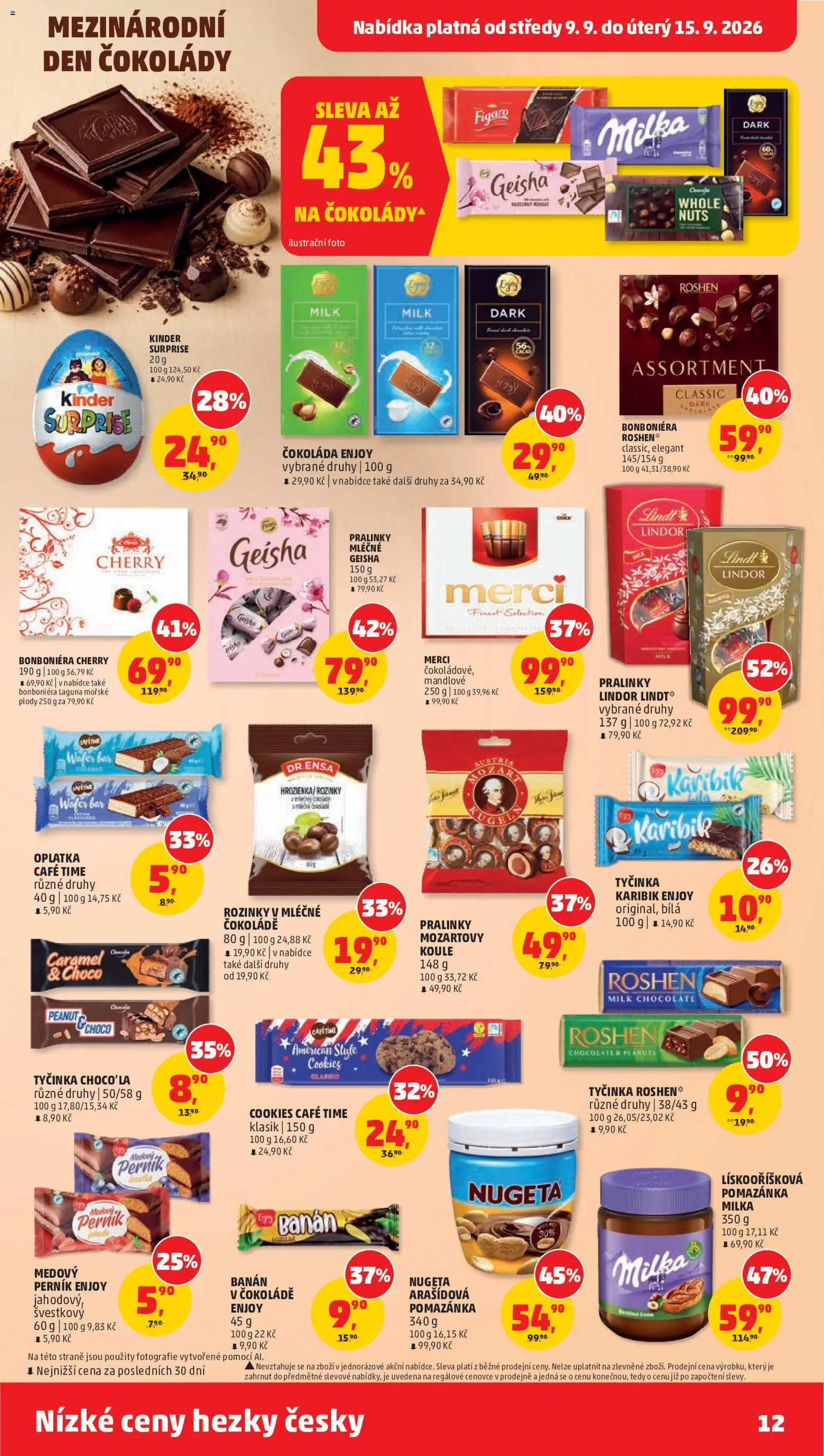 Penny Market leták od 09.09.2026 | Strana: 12 | Produkty: Lindor, Mořské plody, Perník, Geisha