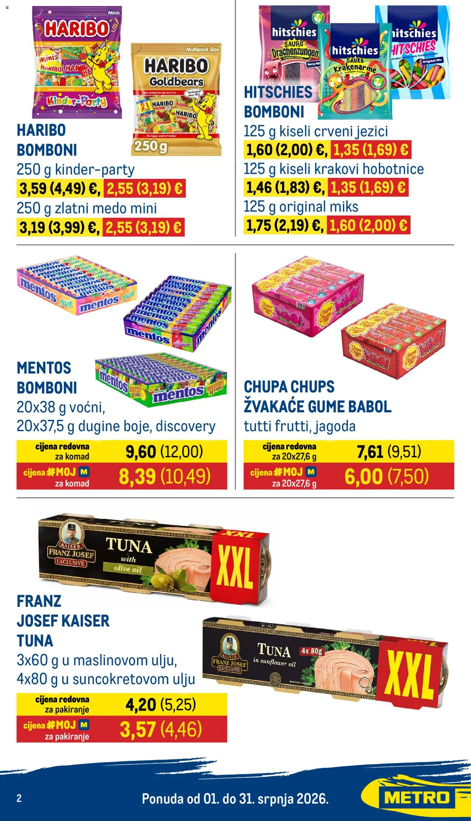 Metro katalog | vrijedi od 01.07.2026 | Stranica: 2 | Proizvodi: Žvakaće gume, Bomboni, Tuna