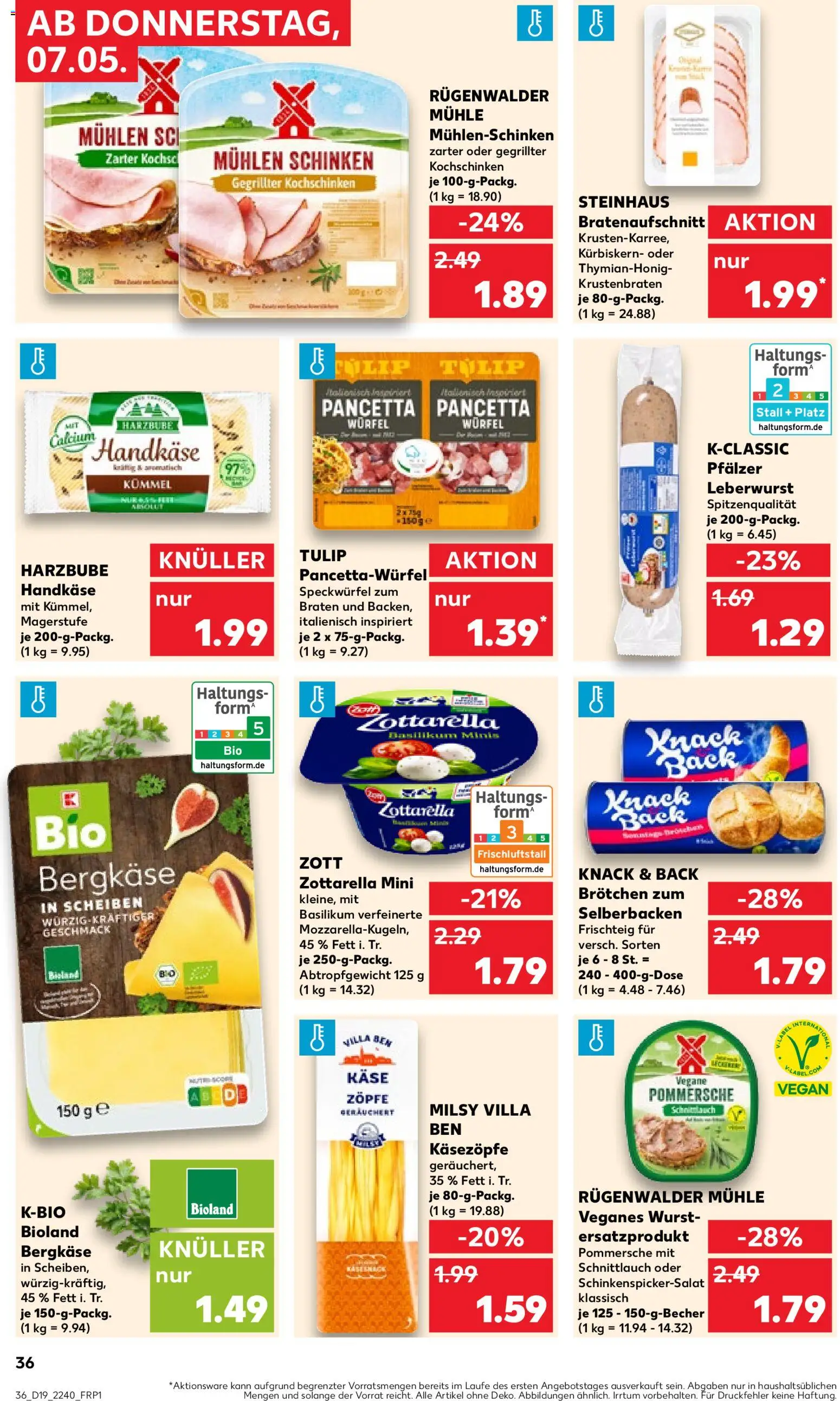 Kaufland Prospekt Stuttgart	 – gültig ab 07.05.2026 | Seite: 36 | Produkte: Mühle, Käse, Krustenbraten, Schinken