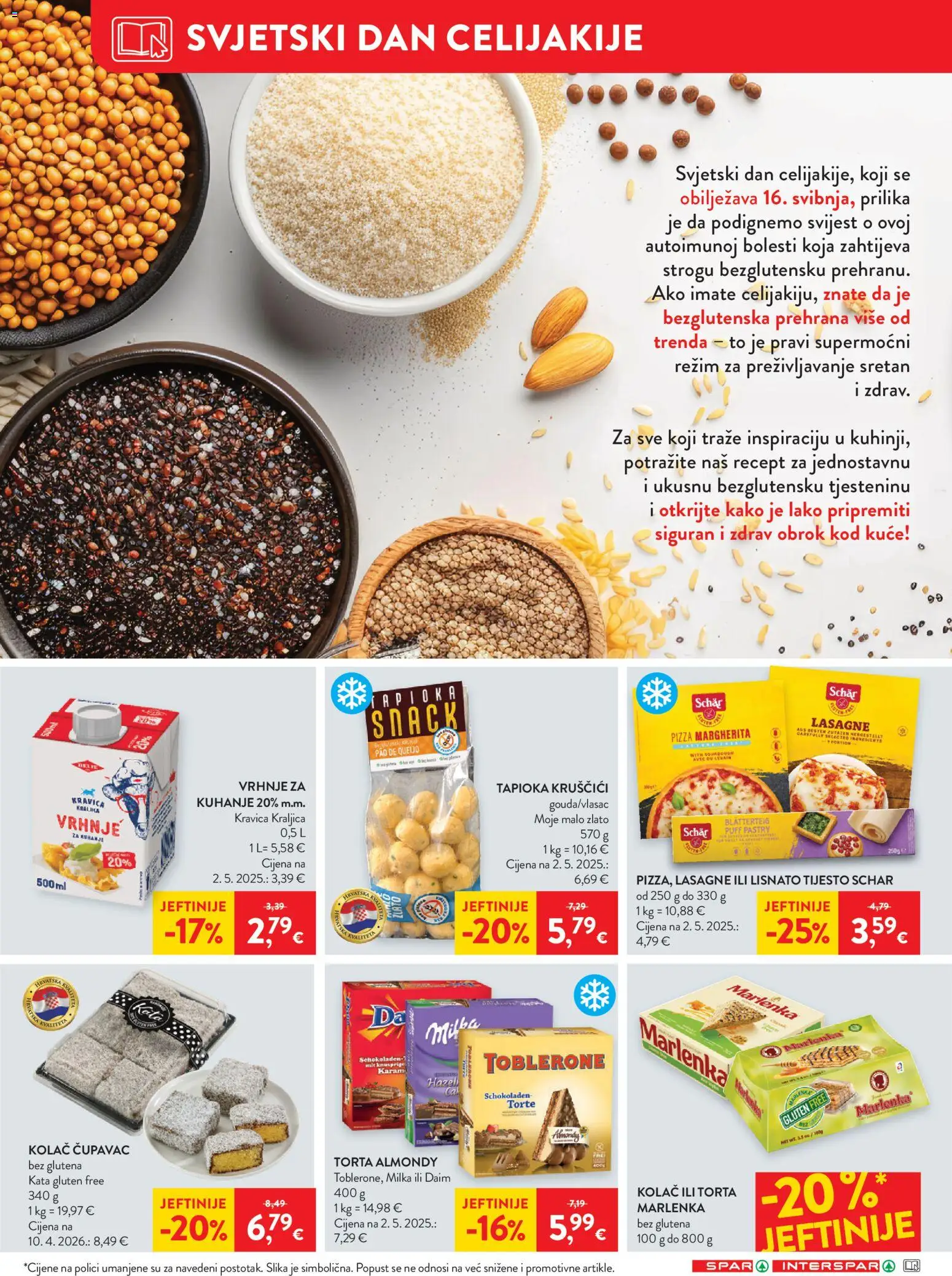 Spar katalog | vrijedi od 13.05.2026 | Stranica: 22 | Proizvodi: Lasagne, Lisnato tijesto, Milka, Torta