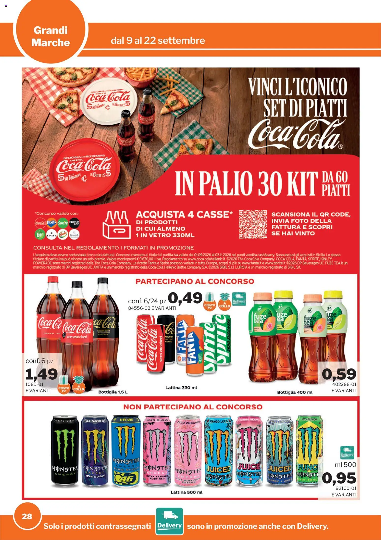 Volantino Sogegross del 09/09/2026 | Pagina: 28 | Prodotti: The, Fanta, Bottiglia, Coca Cola