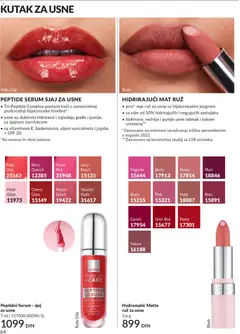 Peptidni Serum - sjaj za usne, Tri-Peptide Complex pomaže koži u samostalnoj proizvodnji hijaluronske kiseline. Usne su dubinski hidrirane i izgledaju glađe i punije, sa sjajnom završnicom. Sa vitaminom E, bademovim, uljem suncokreta i jojobe + SPF 20. - pregled AVON kataloga - važi od 01.06.2026 | Strana: 64