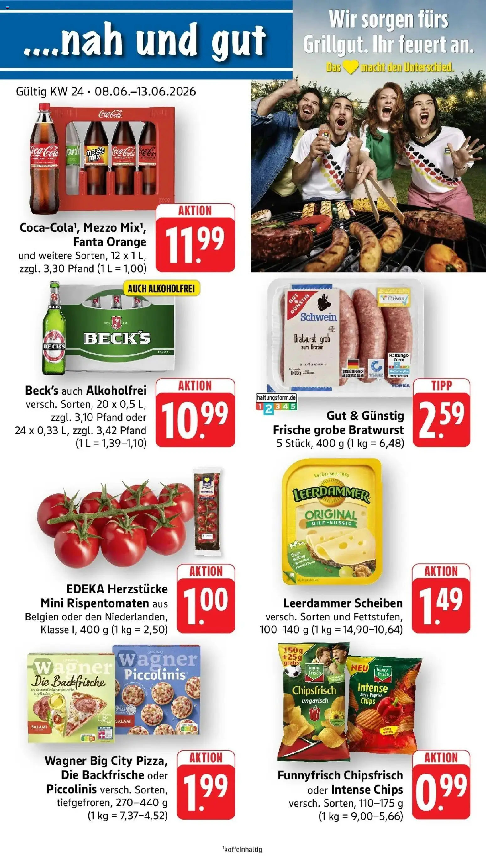 nah & gut Prospekt Gengenbach – gültig ab 08.06.2026 | Seite: 1 | Produkte: Cola, Piccolinis, Salami, Pizza
