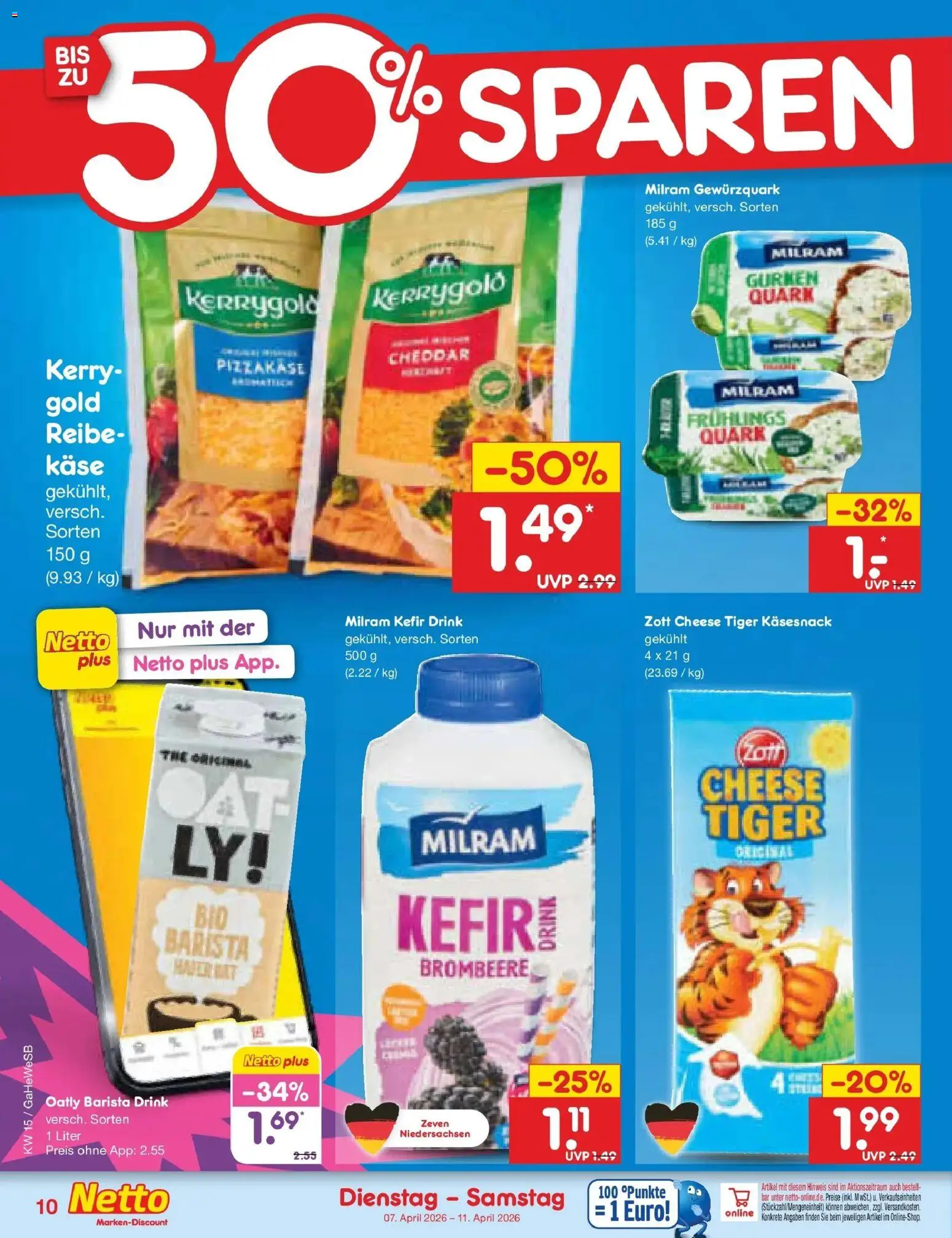 Netto Marken-Discount Prospekt Hamburg	 – gültig ab 07.04.2026 | Seite: 12 | Produkte: Kefir, Käse, Milram, Oatly