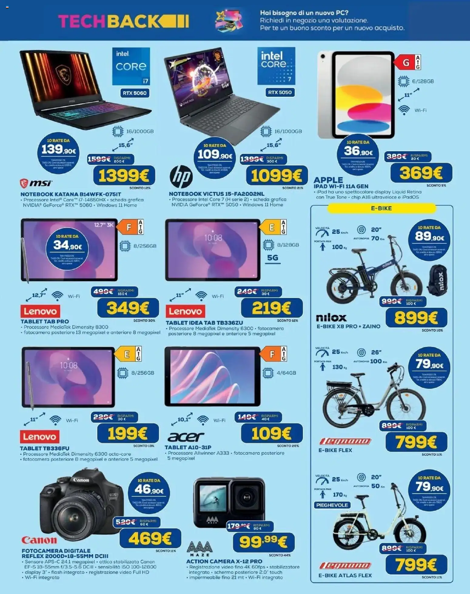 Volantino Euronics del 23.04.2026 | Pagina: 9 | Prodotti: Schermo, Notebook, Zaino, Tablet