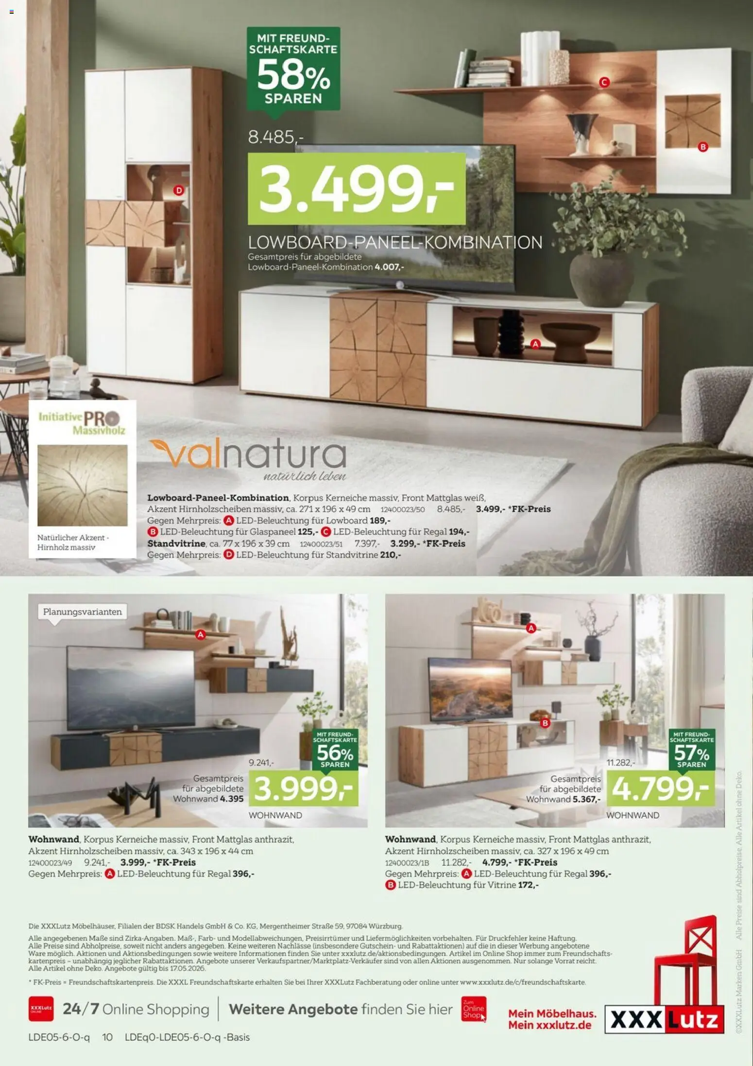 XXXLutz Massivholzmöbel – gültig ab 01.05.2026 | Seite: 10 | Produkte: Wohnwand, Lowboard, Vitrine, Regal