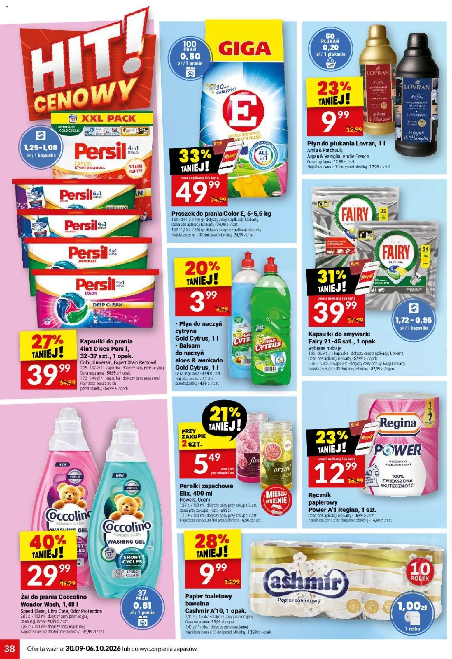 Twój Market gazetka od 30.09.2026 | Strona: 38 | Produkty: Papier toaletowy, Persil, Kapsułki do prania, Proszek do prania