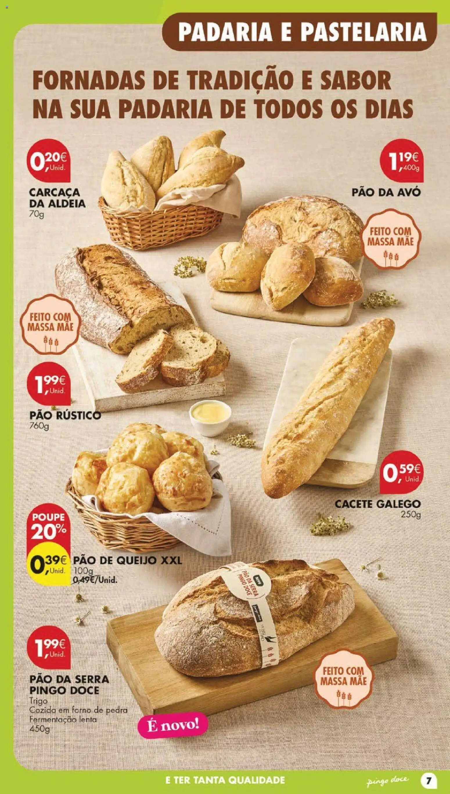 Pingo Doce folheto │ válido de 18/08/2026 | Página: 7 | Produtos: Pão de queijo, Pão rústico, Pão, Massa