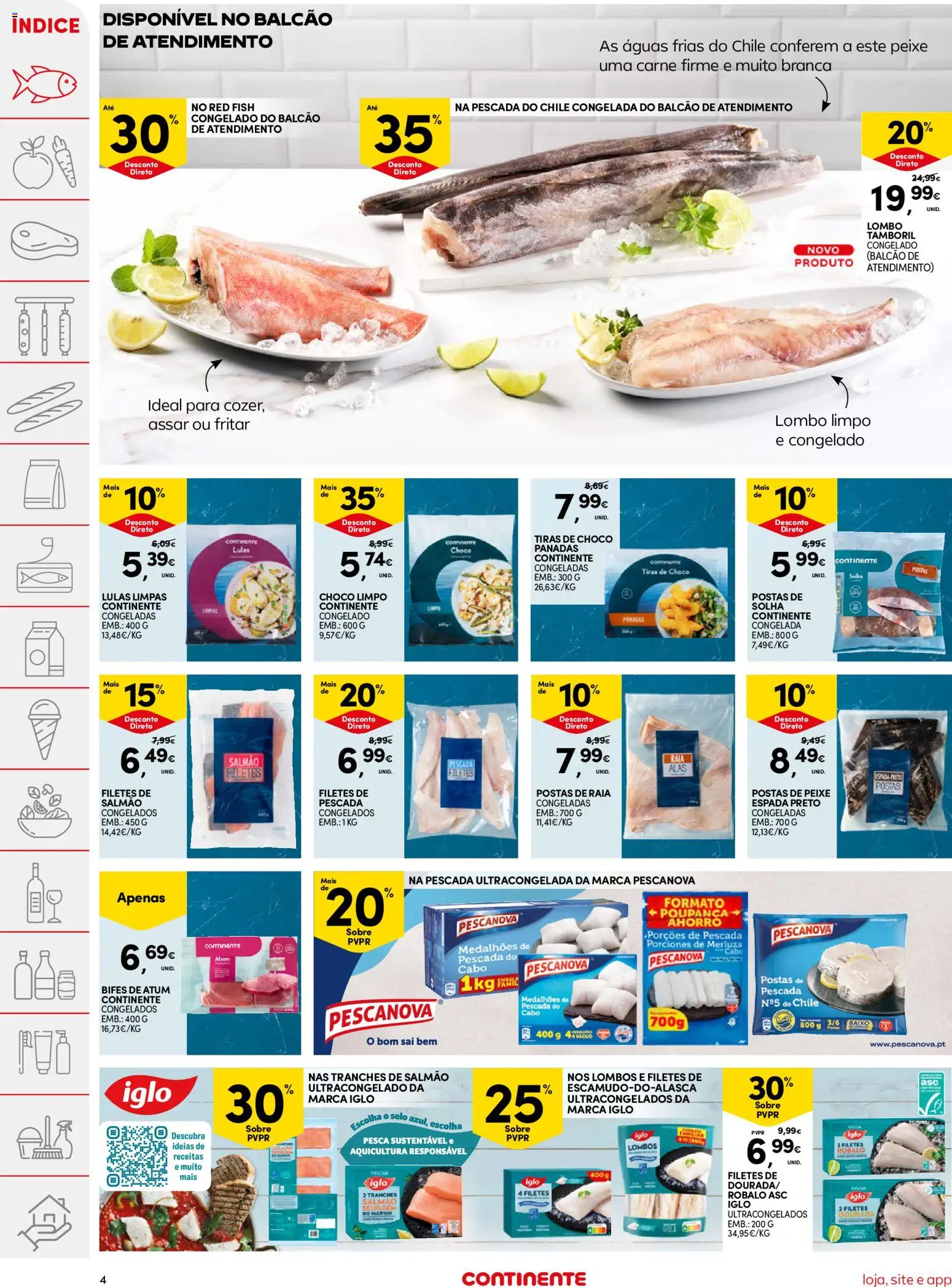 Continente folheto │ válido de 05.05.2026 | Página: 4 | Produtos: Pescada, Tamboril, Peixe, Carne