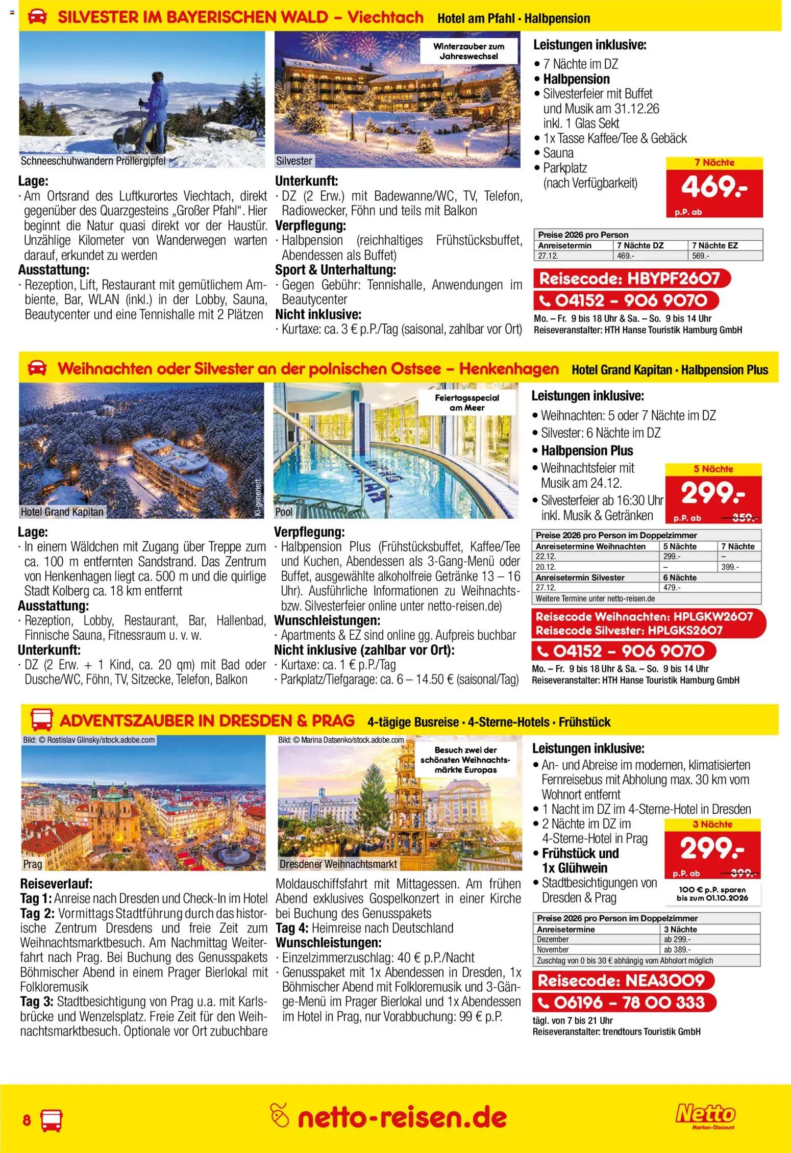 Netto Reisen Prospekt – gültig ab 27.08.2026 | Seite: 8 | Produkte: Sekt, Bad, Föhn, Uhr
