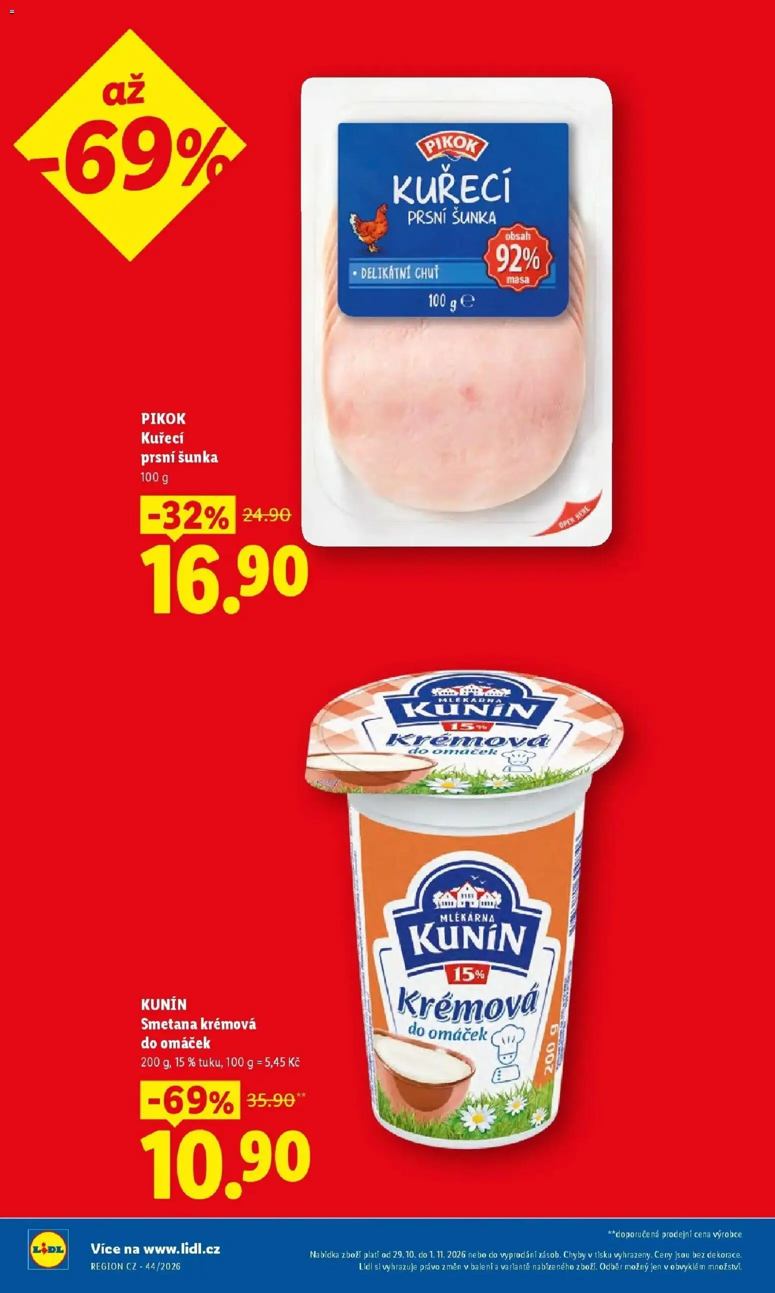 Lidl leták od 29.10.2026 - Nový akční leták | Strana: 6 | Produkty: Šunka, Smetana, Pikok