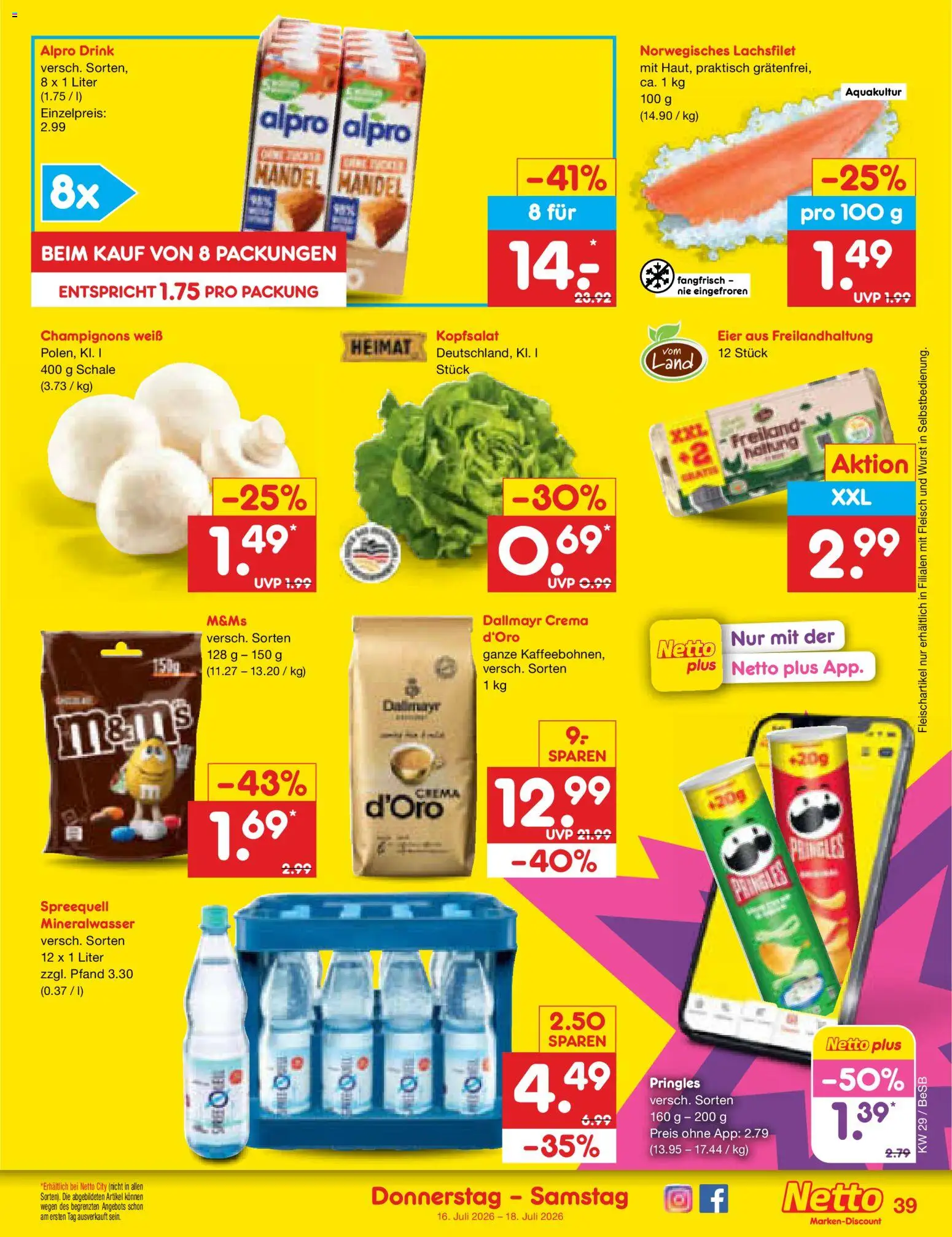 Netto Marken-Discount Prospekt – gültig ab 13.07.2026 | Seite: 55 | Produkte: Mineralwasser, Dallmayr, Alpro, Fleisch