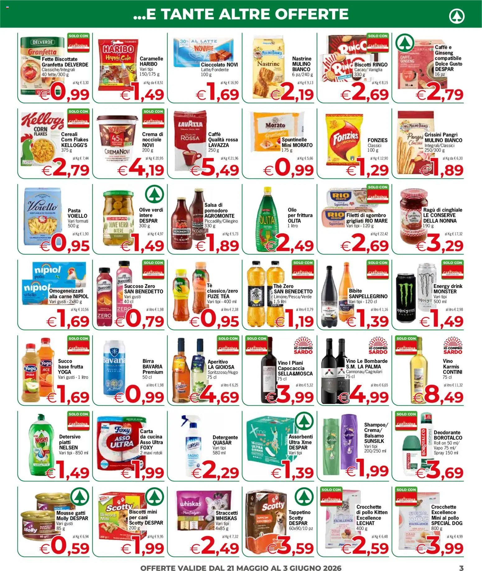 Volantino Despar del 21.05.2026 | Pagina: 3 | Prodotti: Succo, Caramelle, Pomodoro, Olive