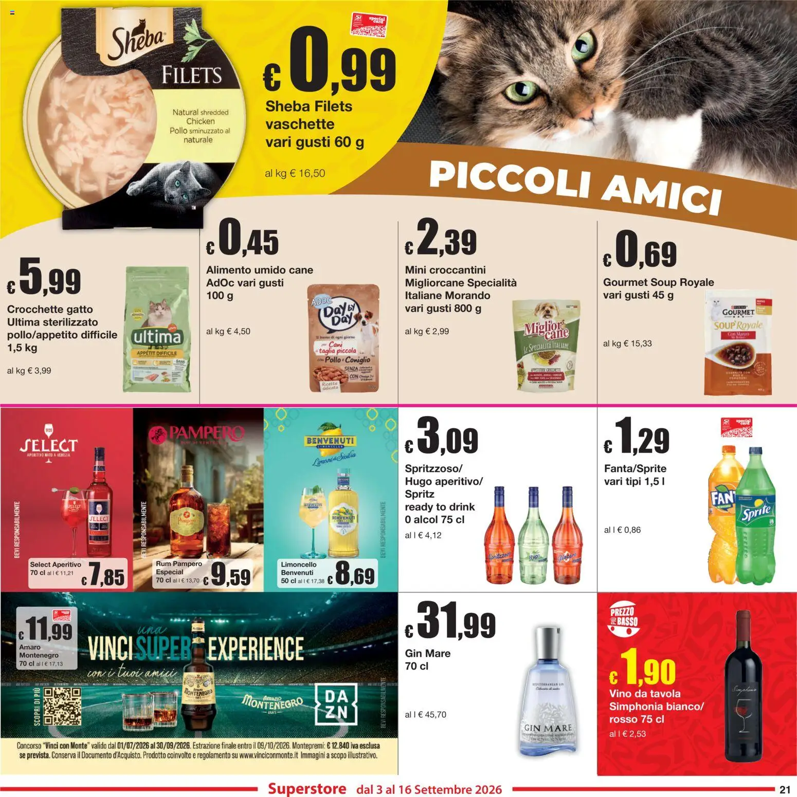 Volantino Sì con Te del 03/09/2026 | Pagina: 21 | Prodotti: Vino, Crocchette gatto, Vaschette, Sprite