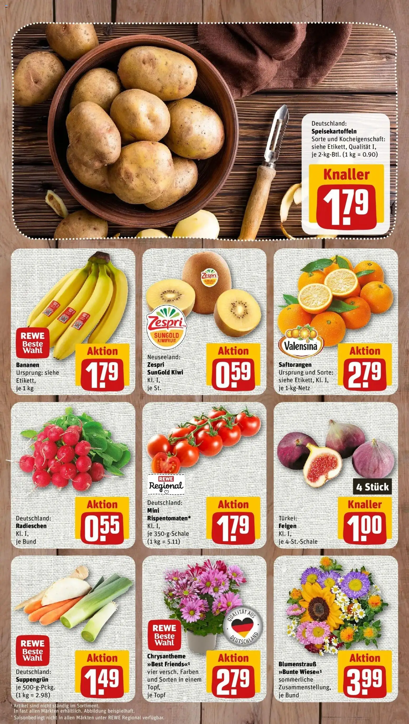 REWE Prospekt ab 07.09.2026 zum Blättern » Angebote | Seite: 4 | Produkte: Bananen, Valensina, Kiwi, Feigen