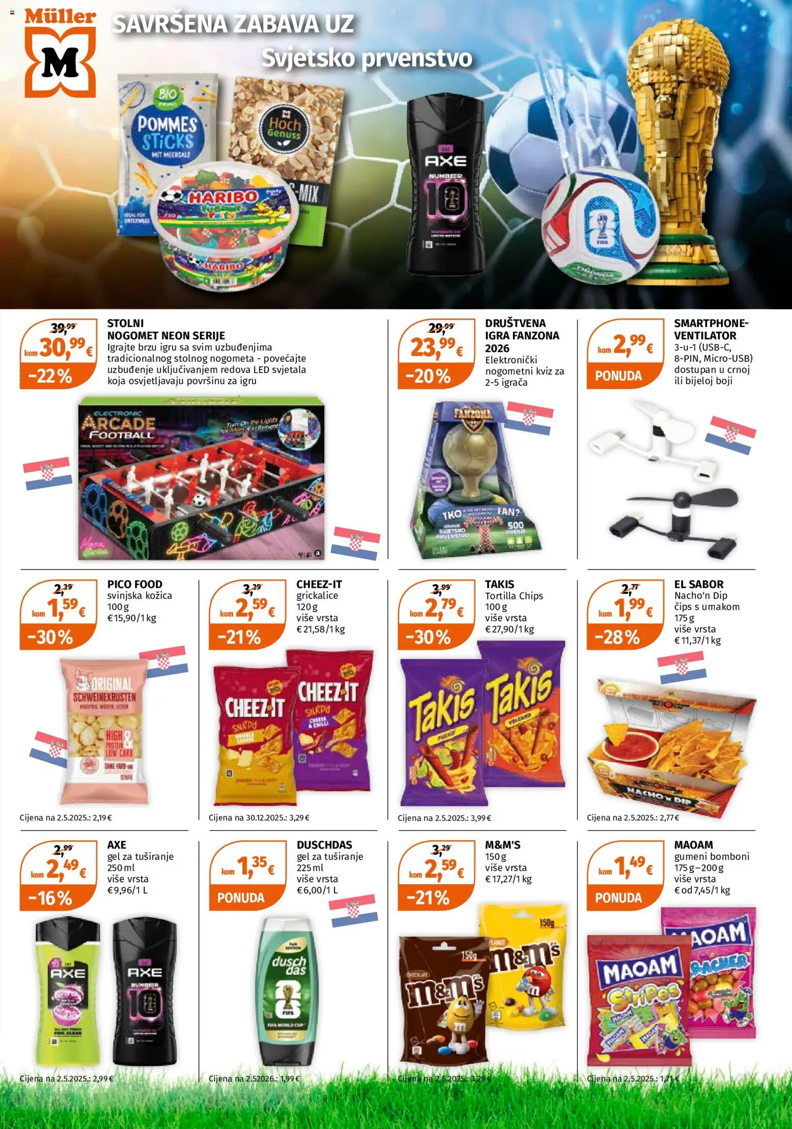 Müller katalog | vrijedi od 01.06.2026 | Stranica: 14 | Proizvodi: Gel za tuširanje, Bomboni, Smartphone, Axe