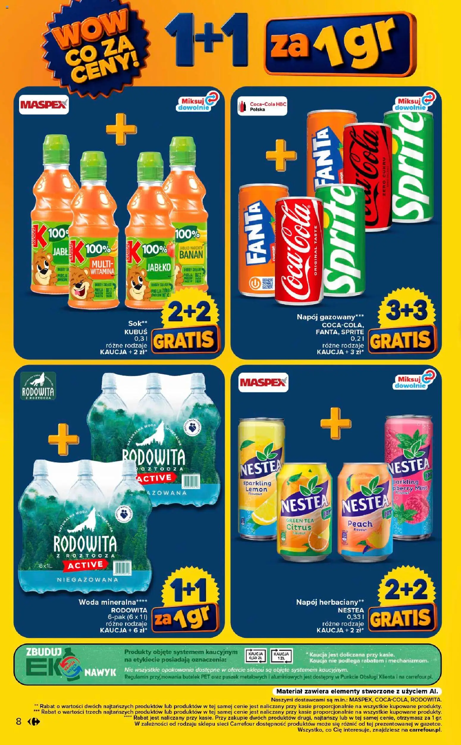 Carrefour gazetka - Wow co za ceny od 10.08.2026 | Strona: 8 | Produkty: Sprite, Marchew, Sok, Banan