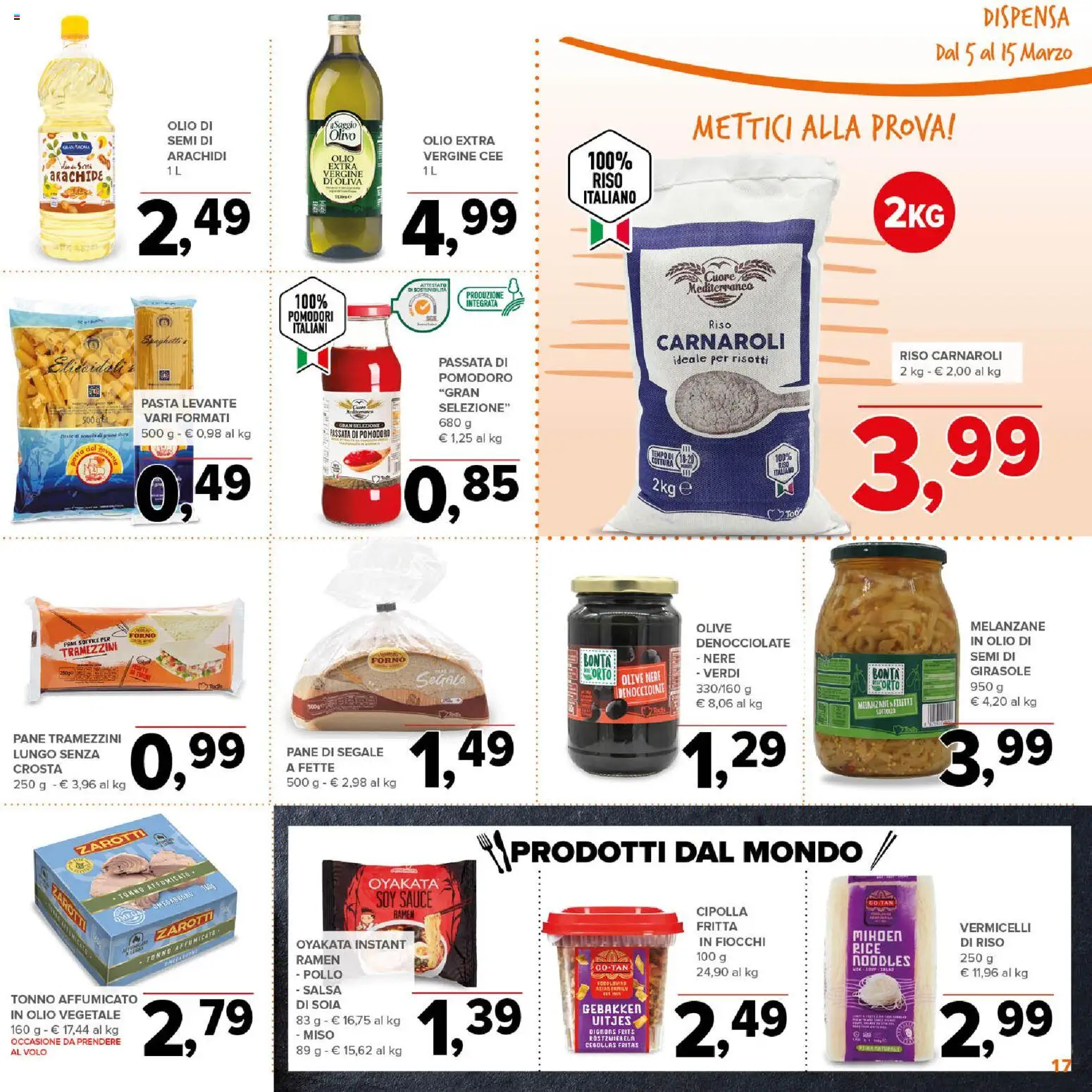 Volantino Todis del 05.03.2026 | Pagina: 17 | Prodotti: Riso Carnaroli, Fiocchi, Pomodoro, Melanzane