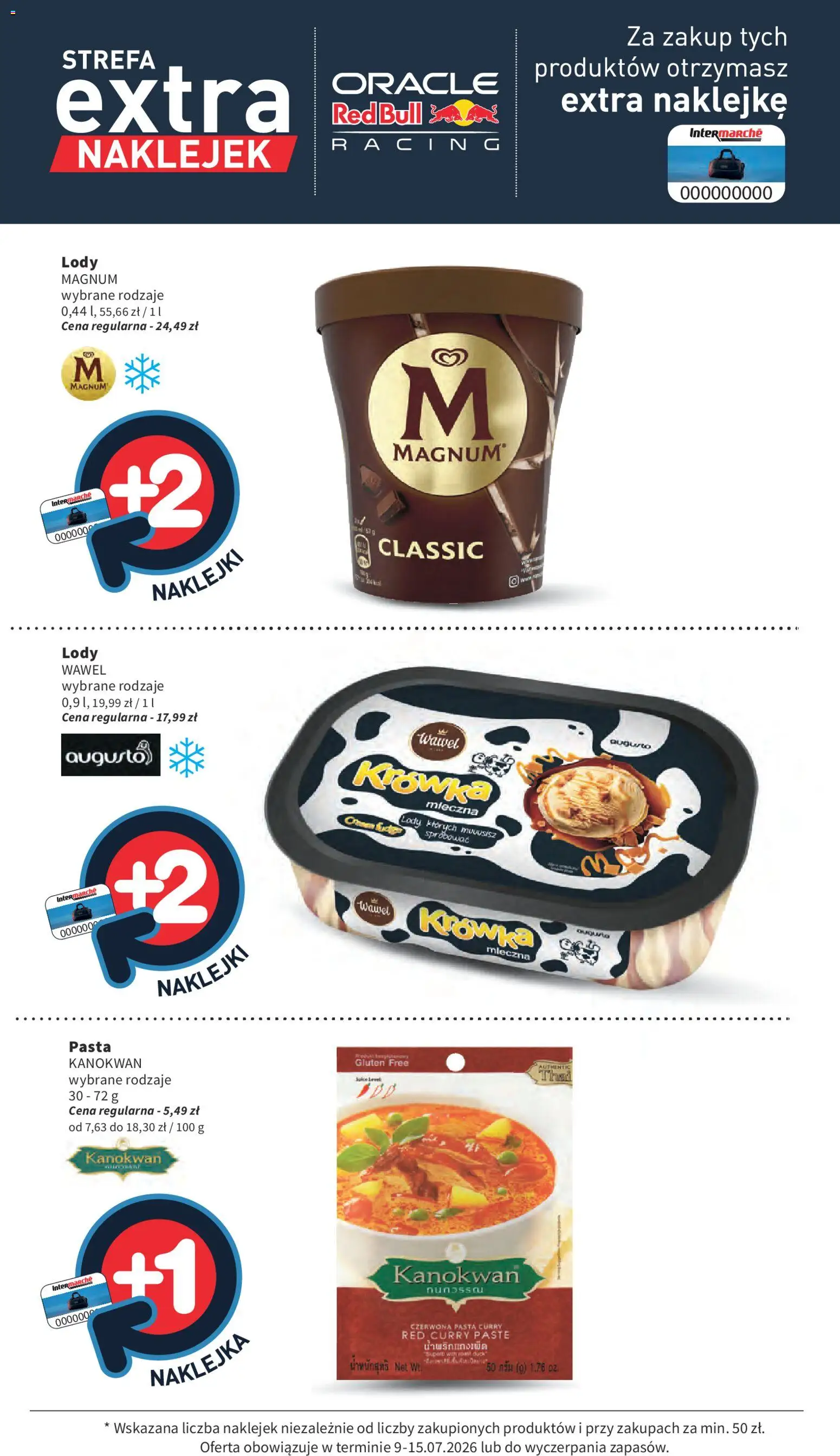 Intermarche gazetka od 09.07.2026 | Strona: 41 | Produkty: Krowka, Pasta curry, Naklejki, Lody Magnum