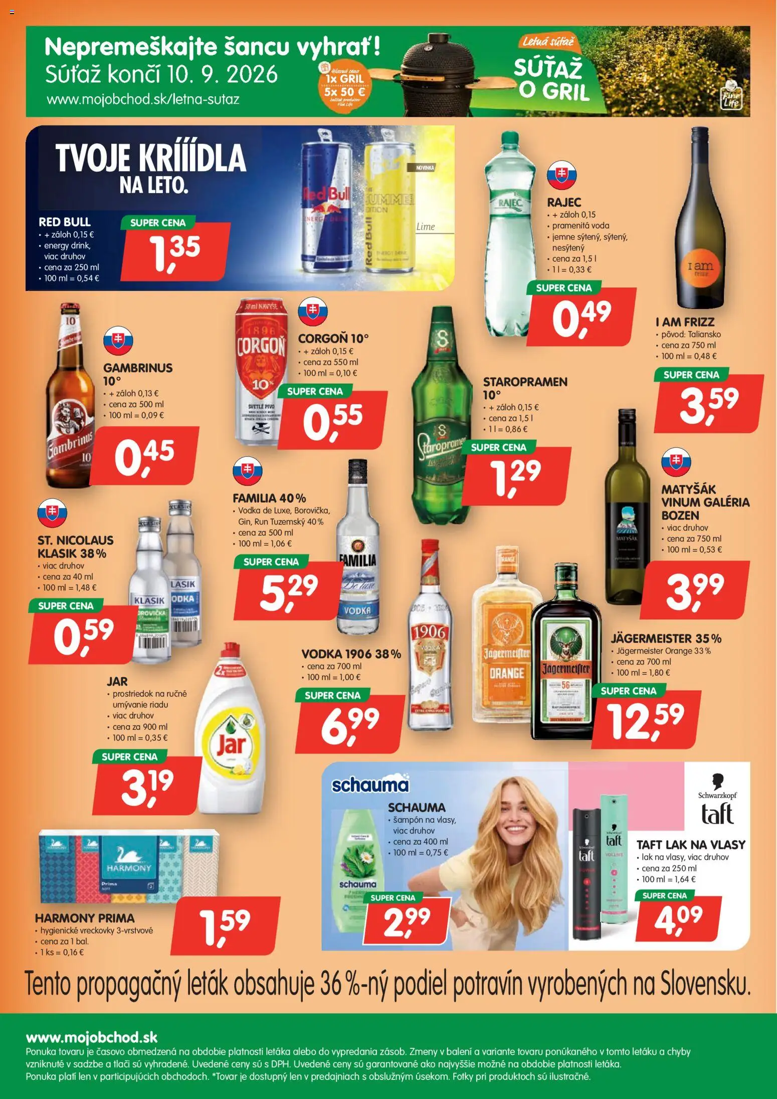 Nové Môj obchod akcie – leták je platný od 28.08.2026 | Strana: 4 | Produkty: Gril, Staropramen, Vodka, Voda