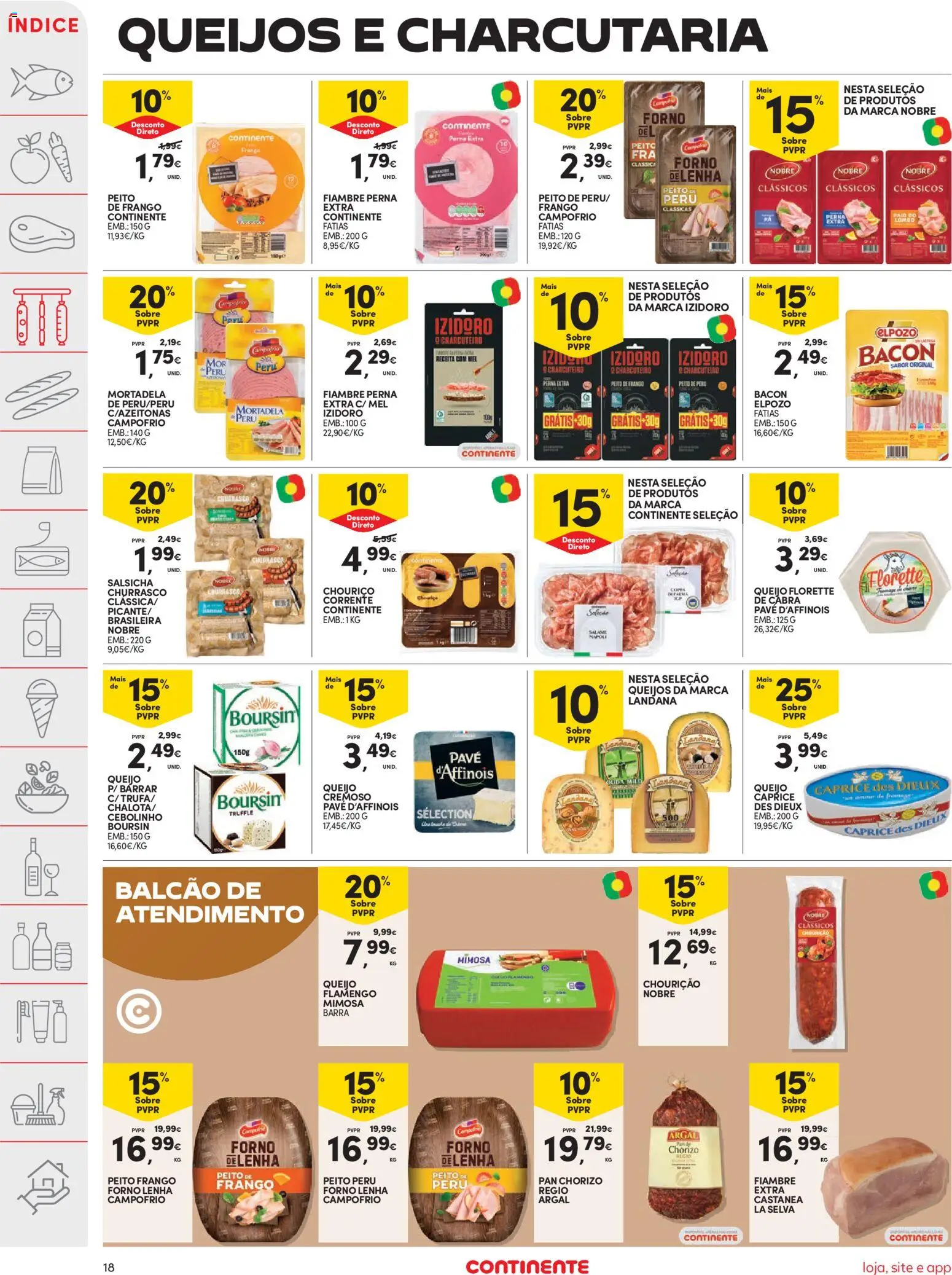 Continente folheto │ válido de 29/09/2026 | Página: 18 | Produtos: Mortadela, Peito de frango, Peru, Mel