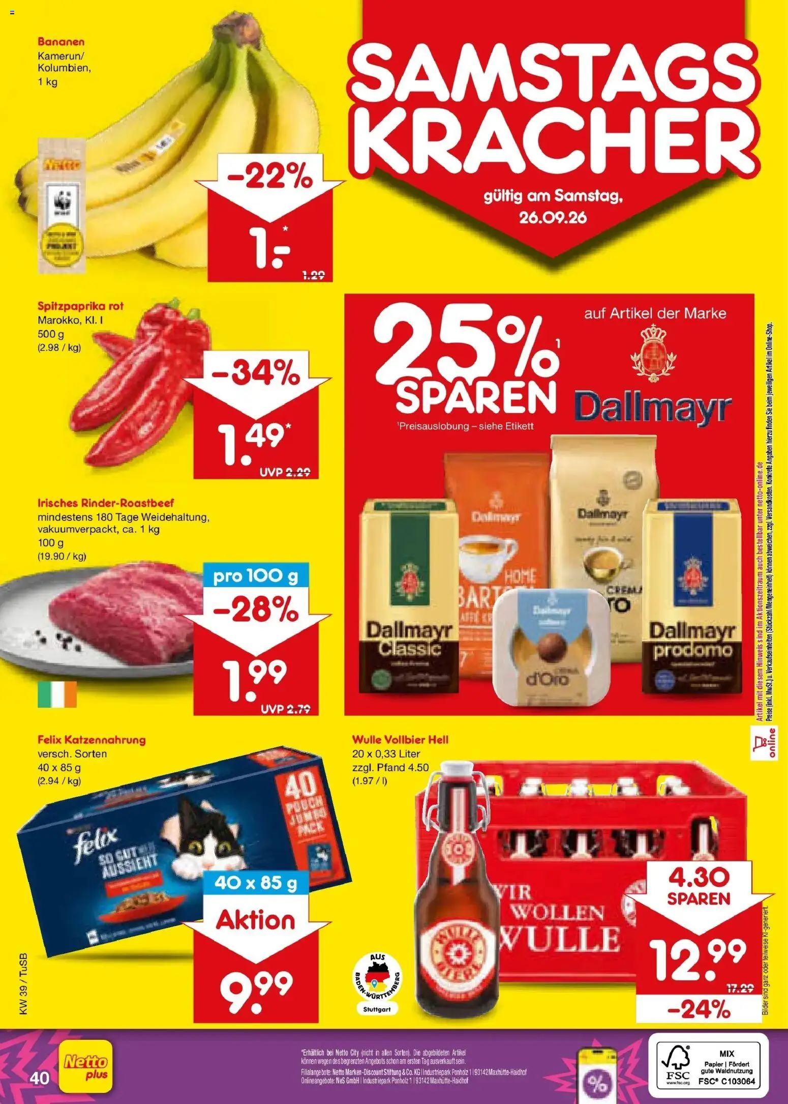 Netto Marken-Discount Prospekt Sindelfingen – gültig ab 21.09.2026 | Seite: 56 | Produkte: Bananen, Bilder, Dallmayr
