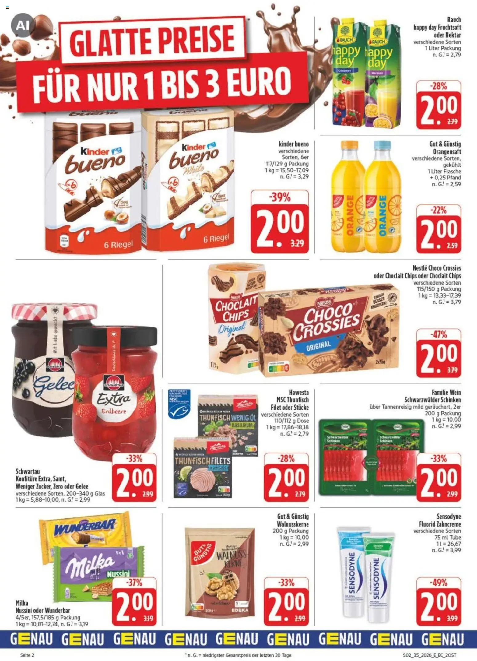 Edeka Prospekt Leipzig – gültig ab 23.08.2026 | Seite: 2 | Produkte: Thunfisch, Schinken, Wein, Fruchtsaft