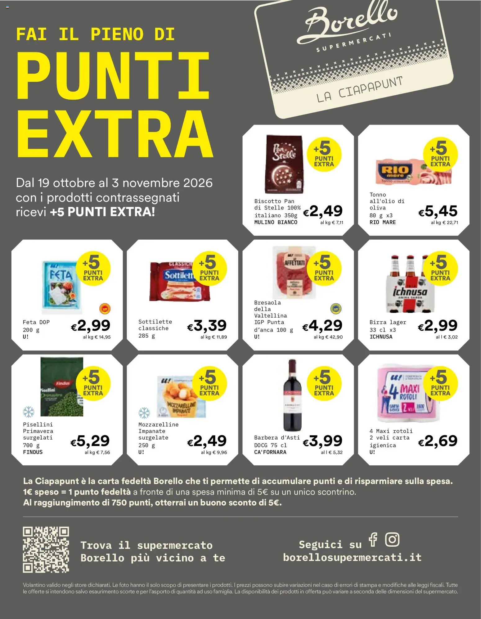 Volantino Borello Supermercati del 19/10/2026 | Pagina: 12 | Prodotti: Bresaola, Tonno, Feta, Stampa